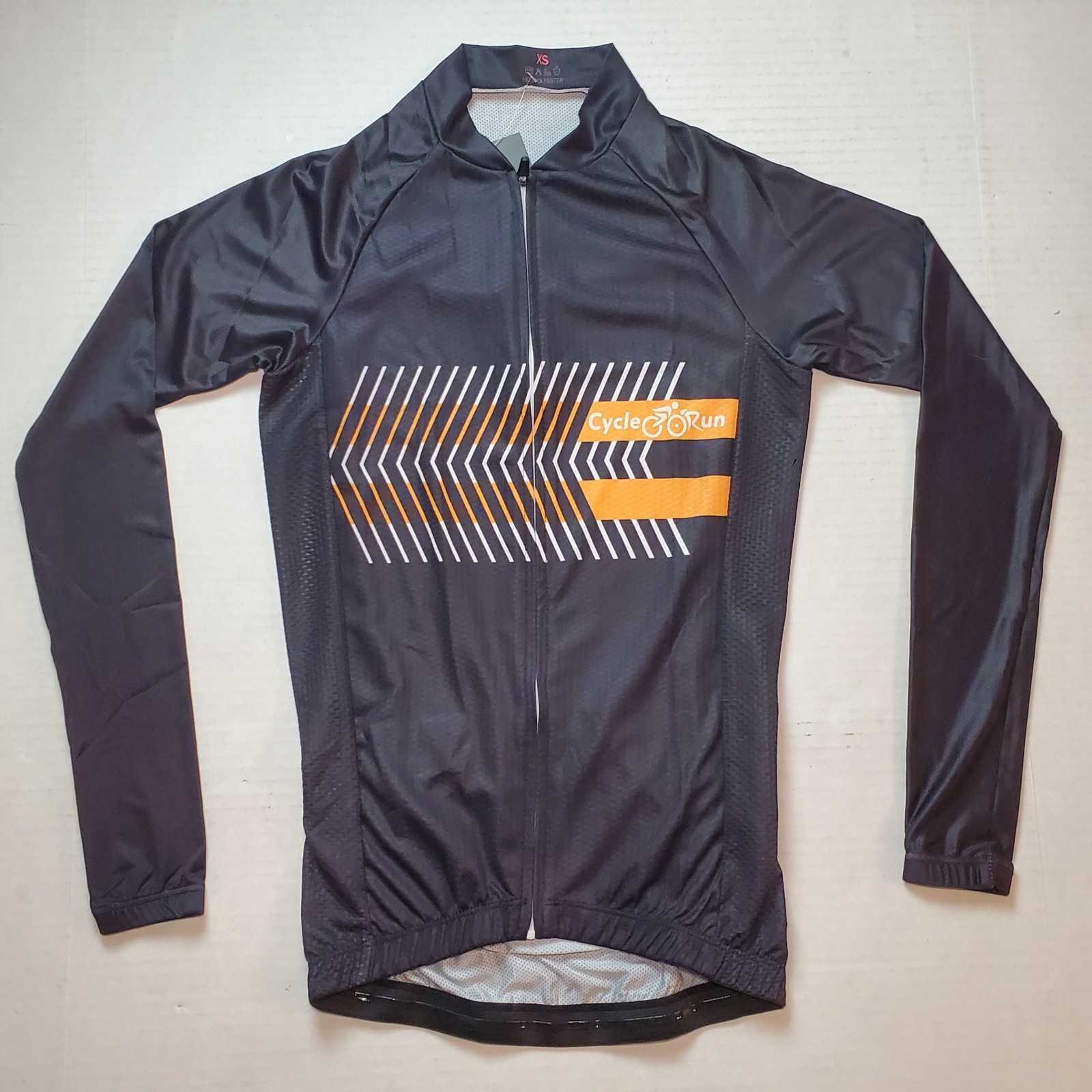 Cycle-Run Black/Orange Full Zip Long Sleeve 100% Polyester Shirt Women’s Size XS