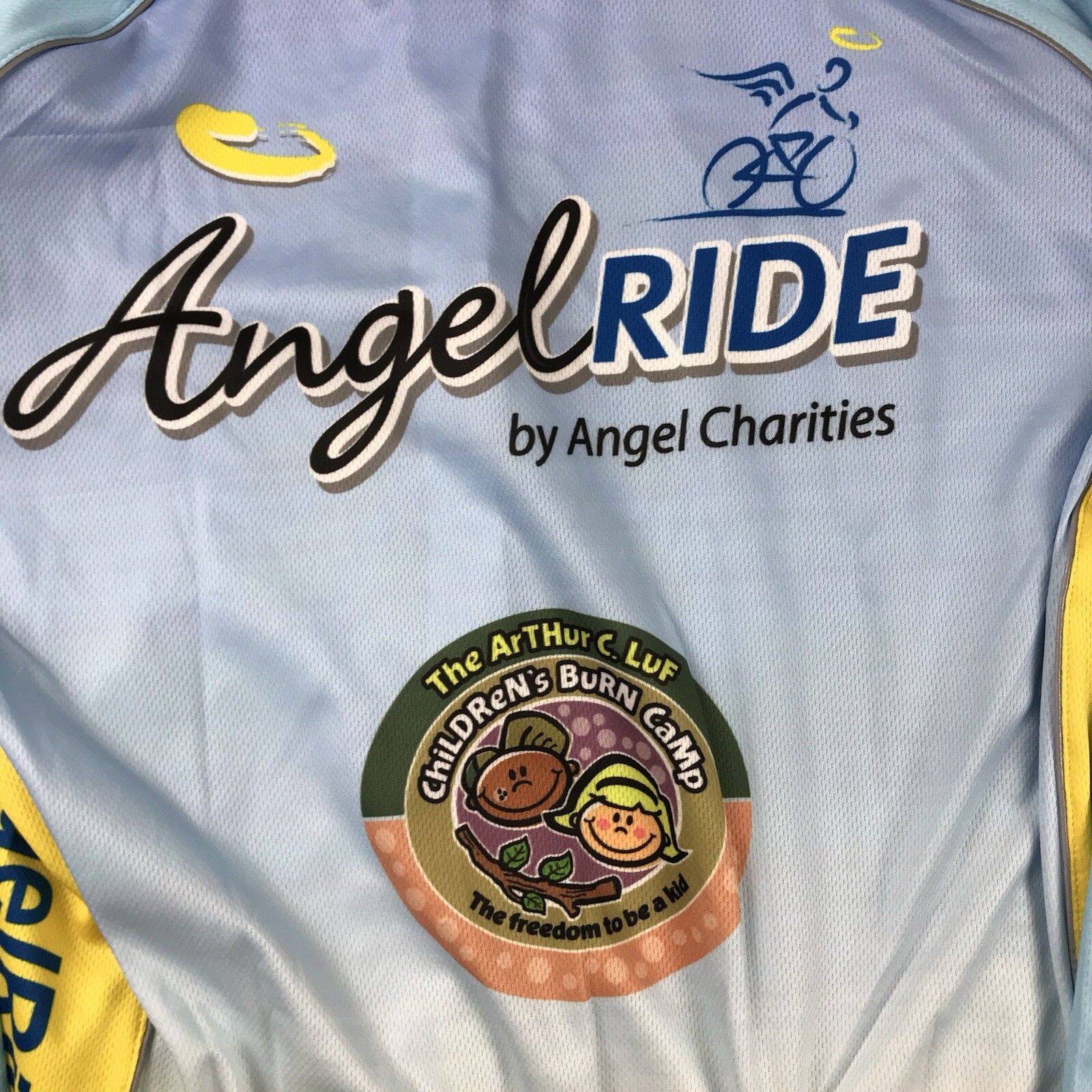Peak 1 Sports Cycling Jersey Shirt Adult Small Yellow Full Zip Angels Ride NWT