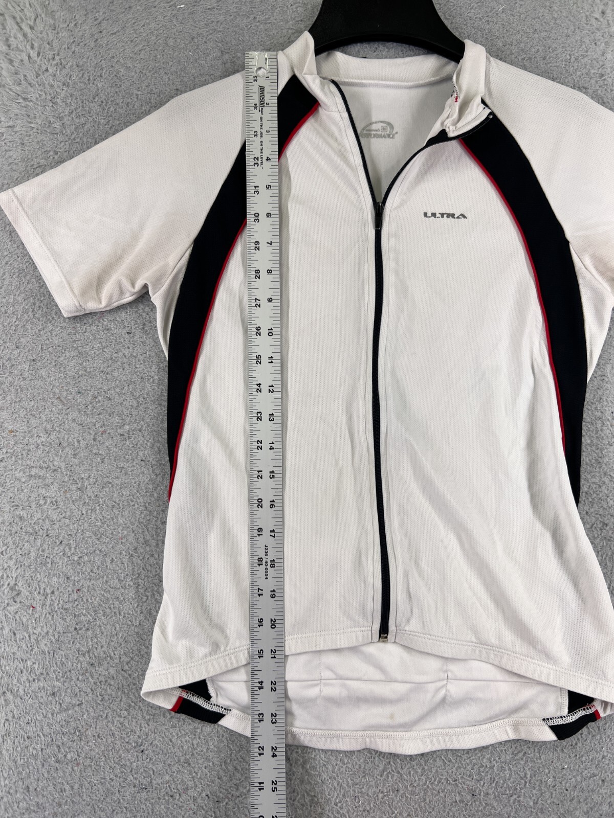 Performance Cycling Jersey Womens Medium White Black Full Zip 100% Polyester