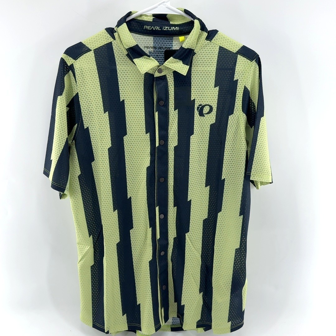 Pearl Izumi Canyon Tech Snap Jersey Men’s Medium Shadow Lime Navy Glitch