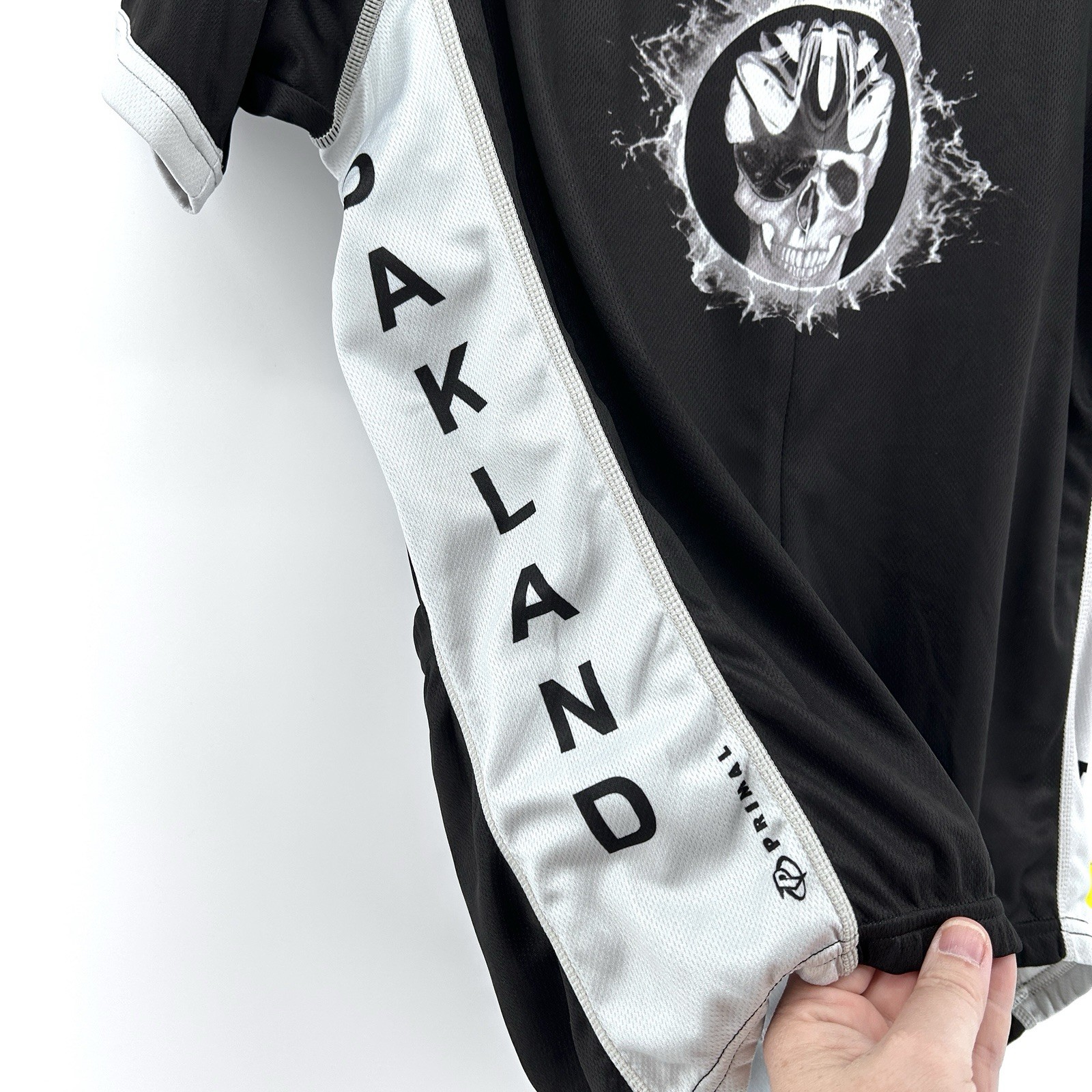 Primal Cycling Jersey Mens L Race Fit Oakland Black Hole Skull Full Zip Edgy
