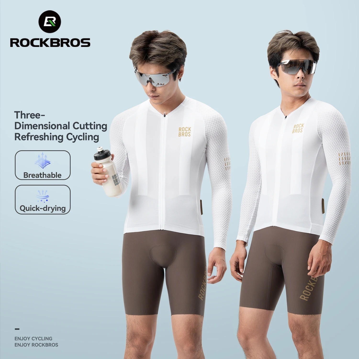 ROCKBROS Men’s Cycling Jersey Long Sleeve MTB Road Bike Shirt Pocket Quick Dry