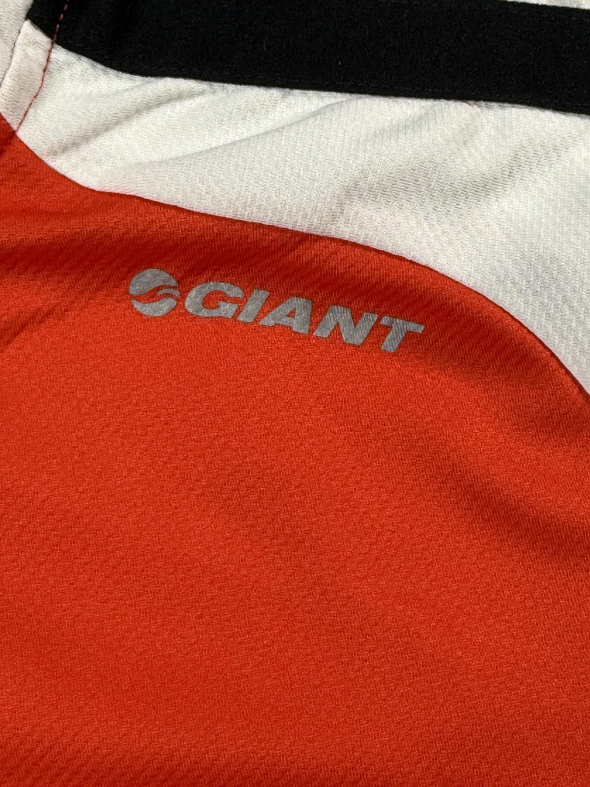 Giant Cycling Jersey Mens Large Red White Full Zip Short Sleeve Back Pockets