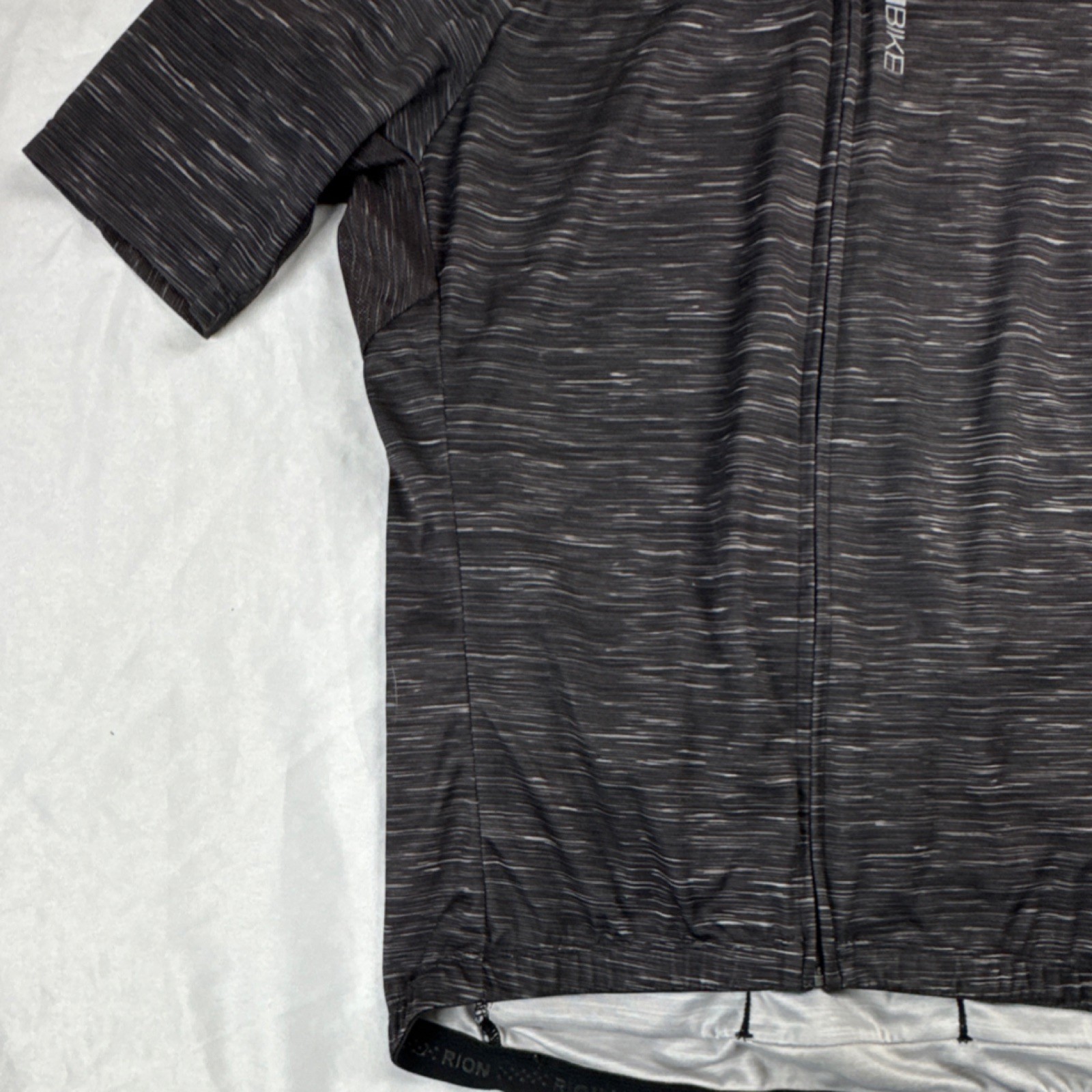 RIONBIKE Mens Cycling Jersey Short Sleeve Black Gray Full Zip Back Pockets Bike