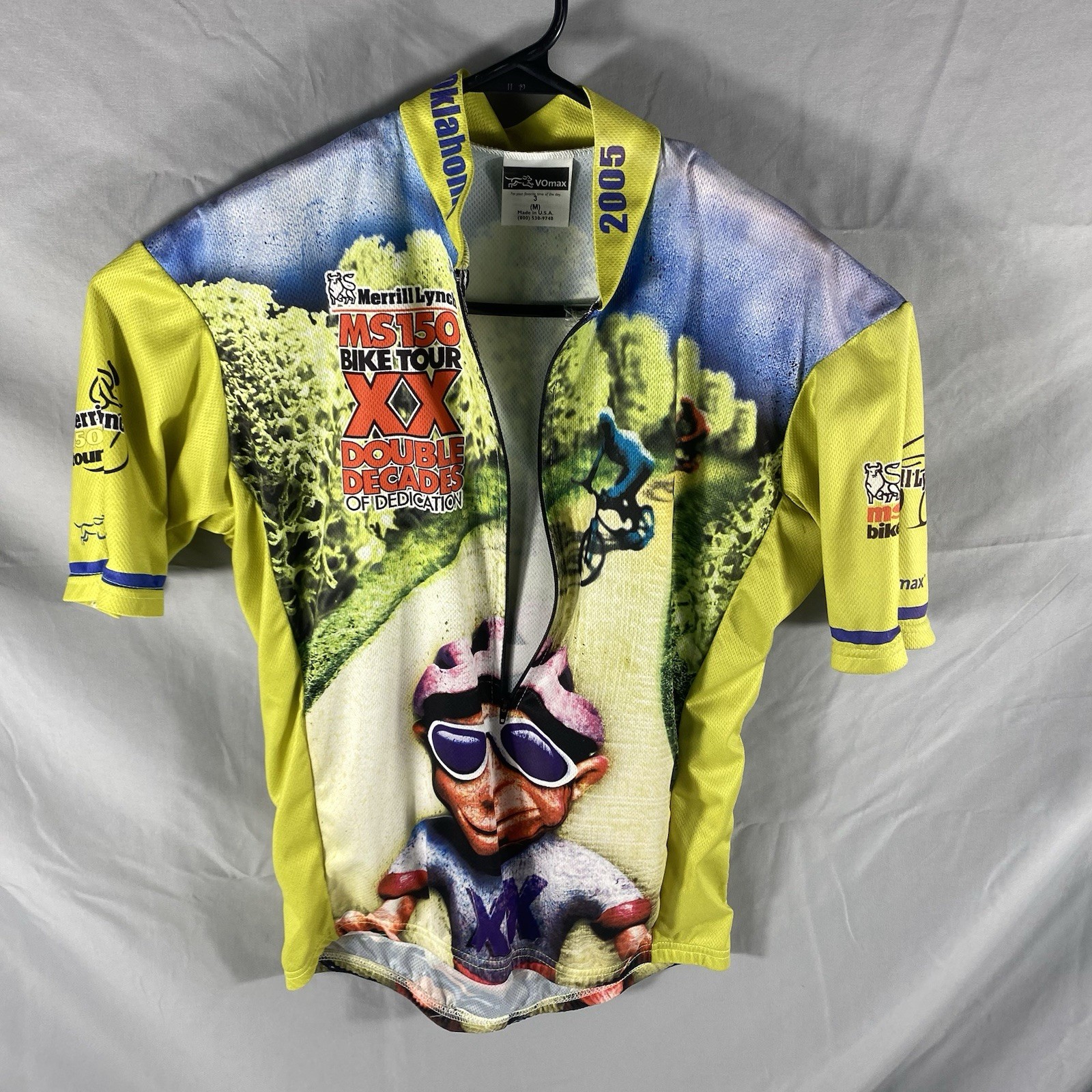 VO Max Cycling Jersey Adult M 3/4 Zip 100% Polyester Yellow 2005 MS OK