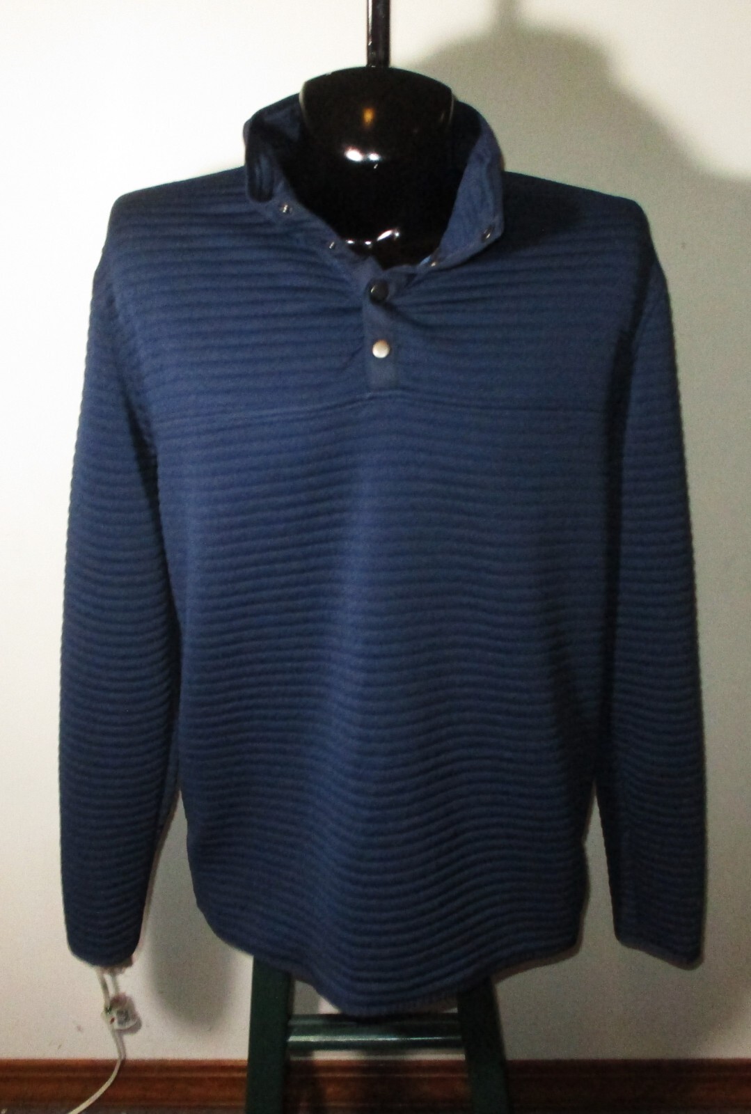SONOMA Blue Ribbed Mock Snap Button V-Neck Jersey Size XXL
