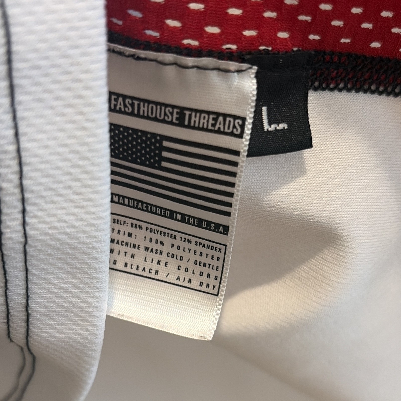 Fasthouse Long Sleeve Cycling Jersey L American Flag Graphic Mesh White/Red