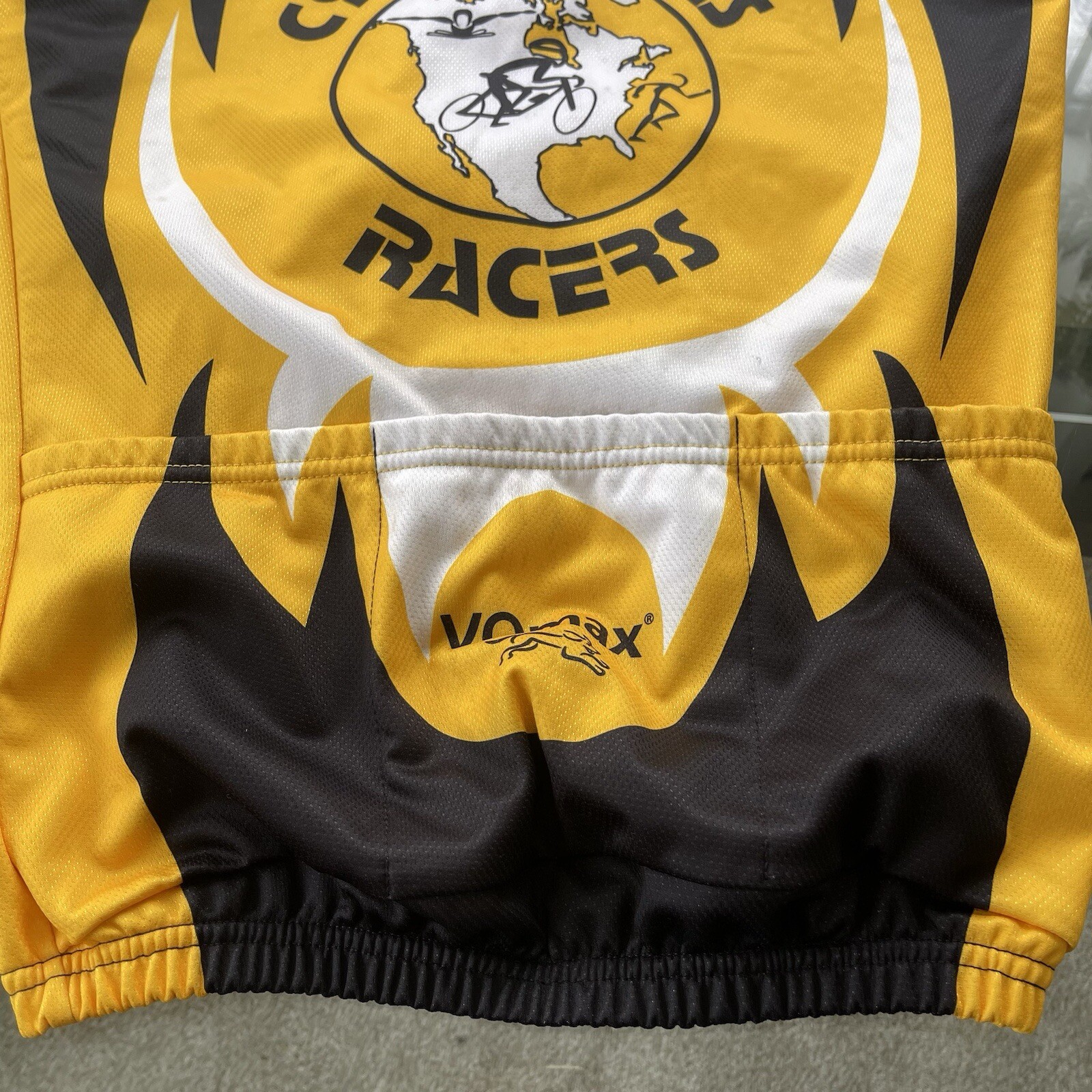 VOmax Cycling Jersey Mens Small Yellow Black White Pockets Cyclone Racers