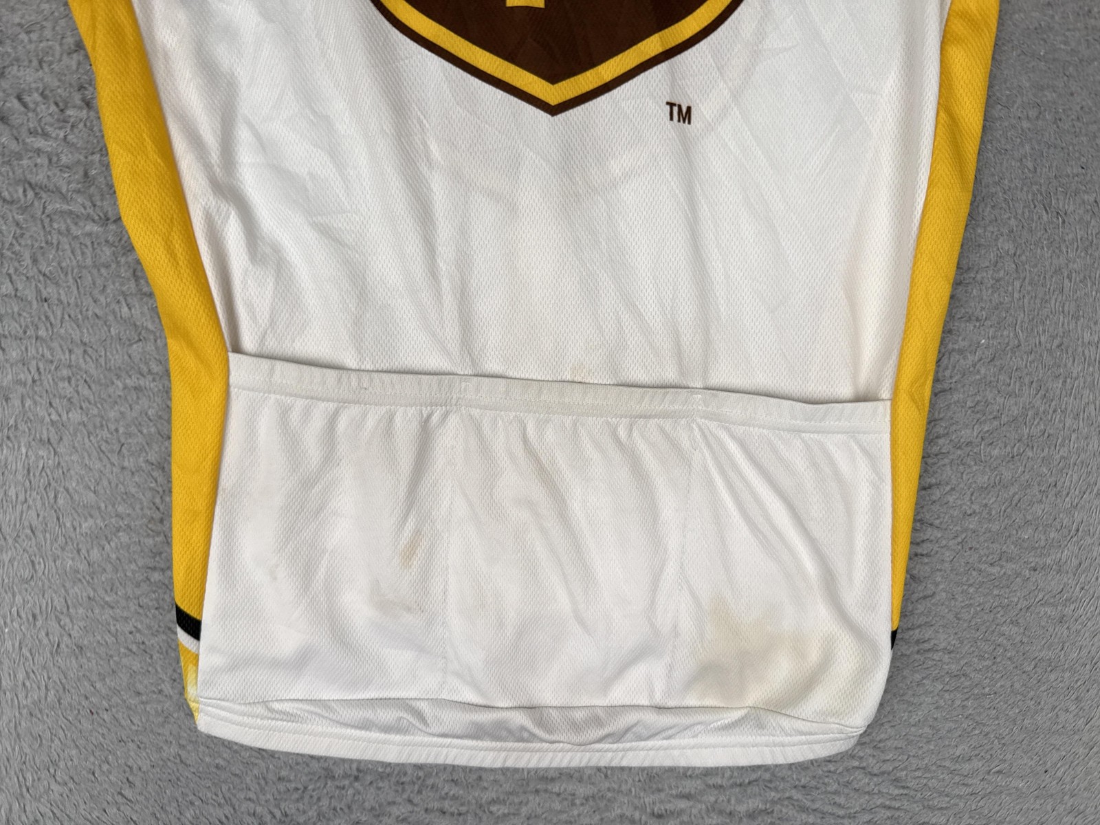 Voler Cycling Jersey Mens Medium Yellow White UPS Logo 1/4 Zip Pockets Bike