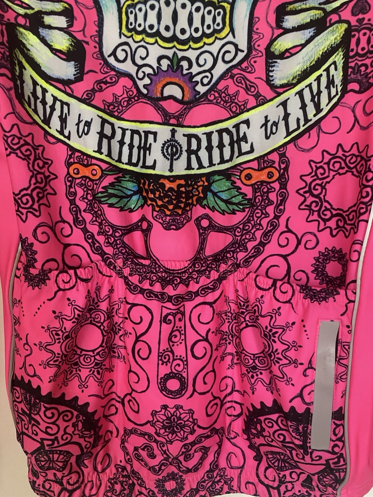 Cycology Performance Women’s L Long Sleeve Cycling Jersey Hot PinkSkull Graphic