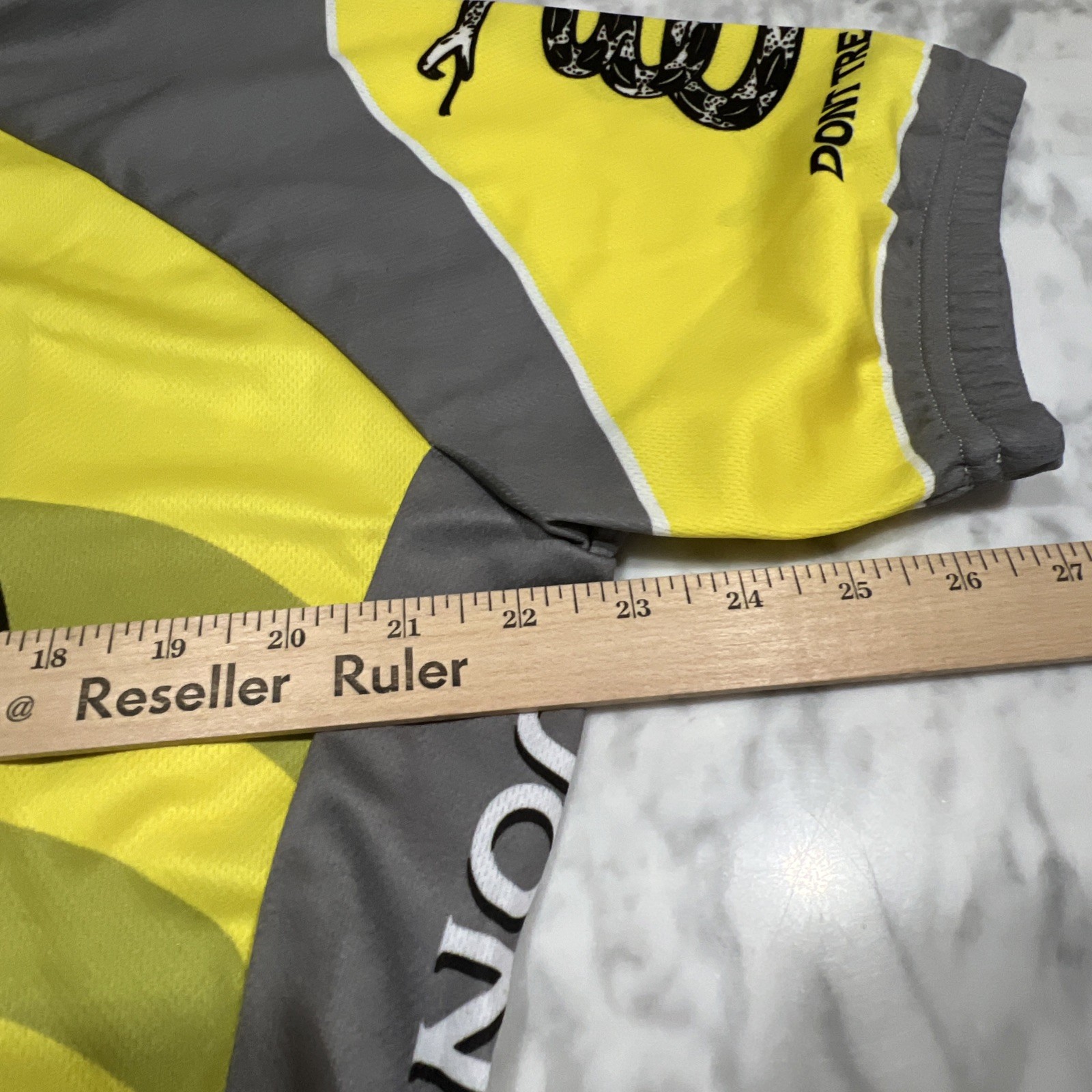 World Jerseys Don’t Tread On Me Cycling Jersey Men XL 3/4 Zip Pockets Yellow