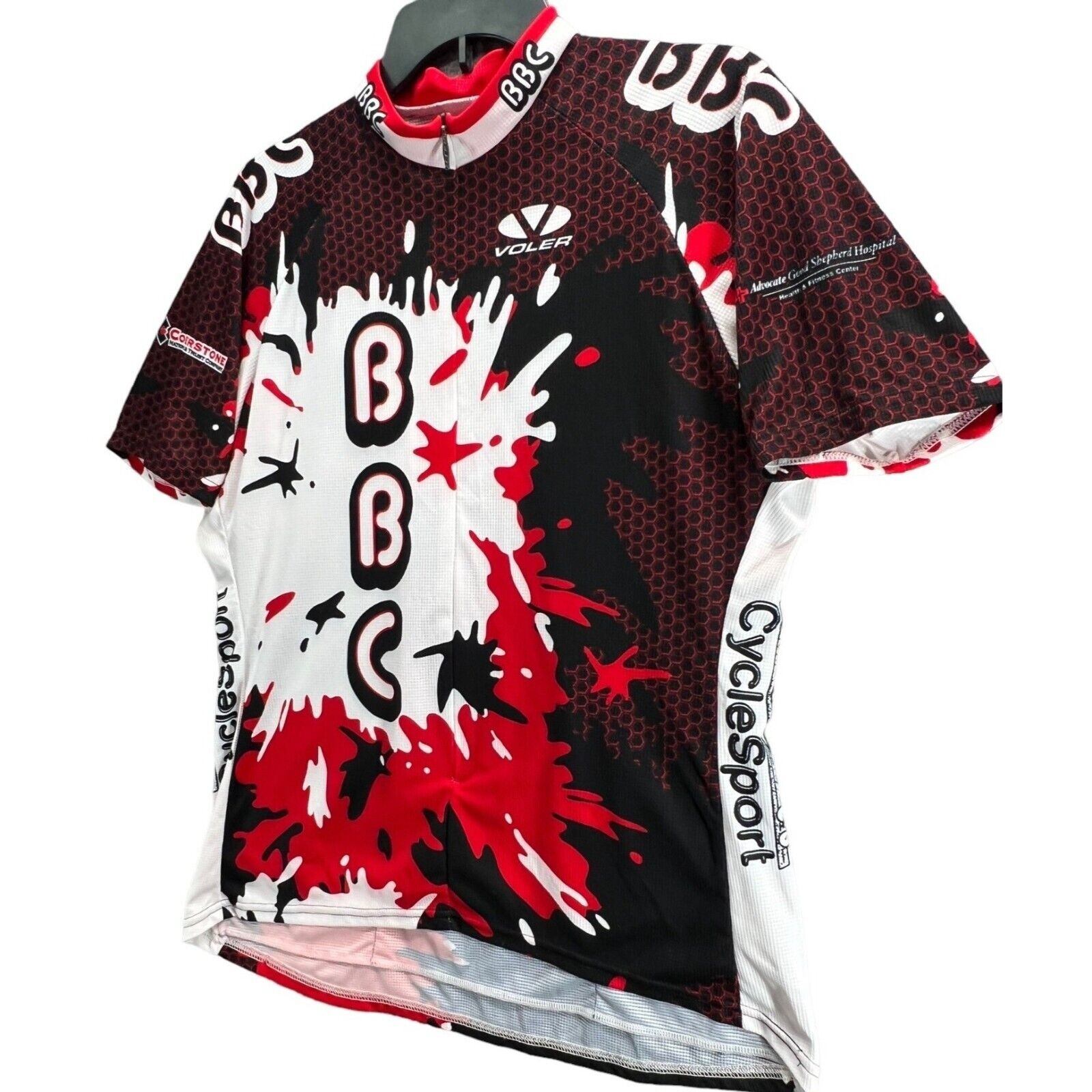 Voler Cycling Jersey Womens M Red White Black Club Raglan Pockets Zip Shirt