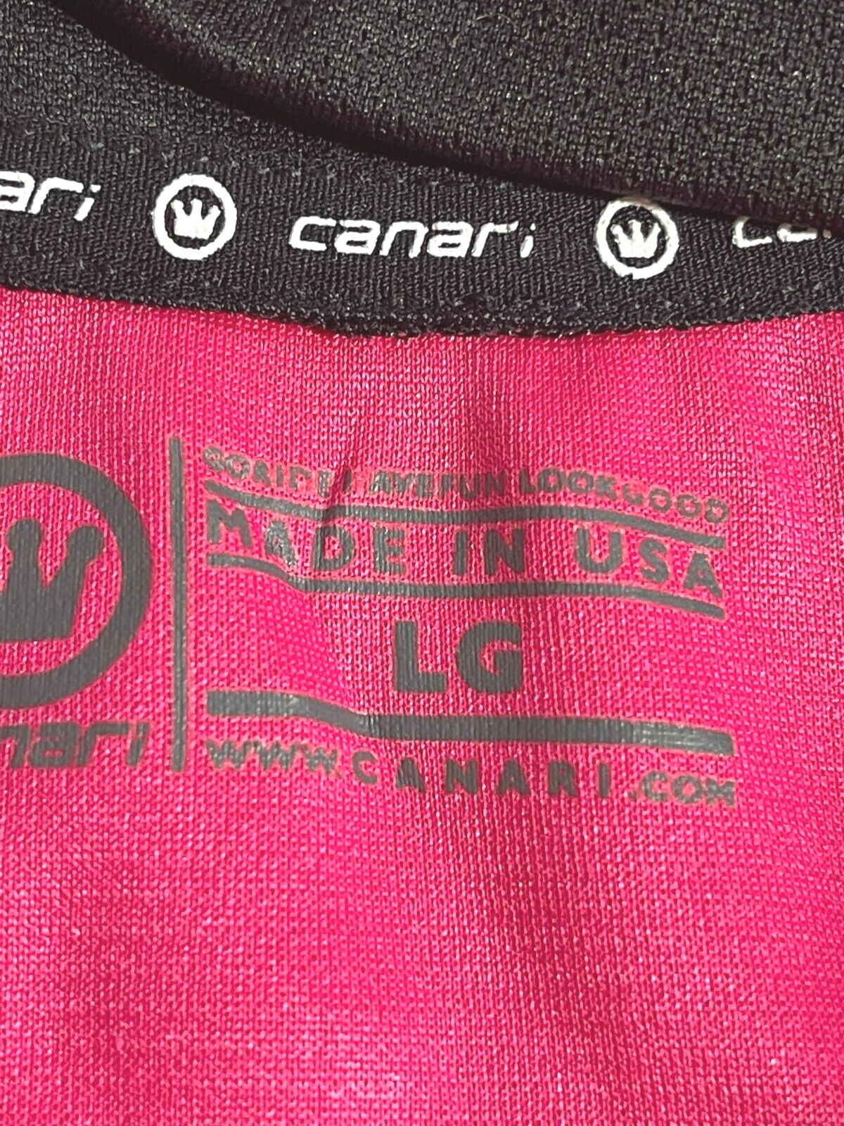 Canari Women’s Cycling Jersey Size Lg Pink Black 1/4 Zip Short Sleeves