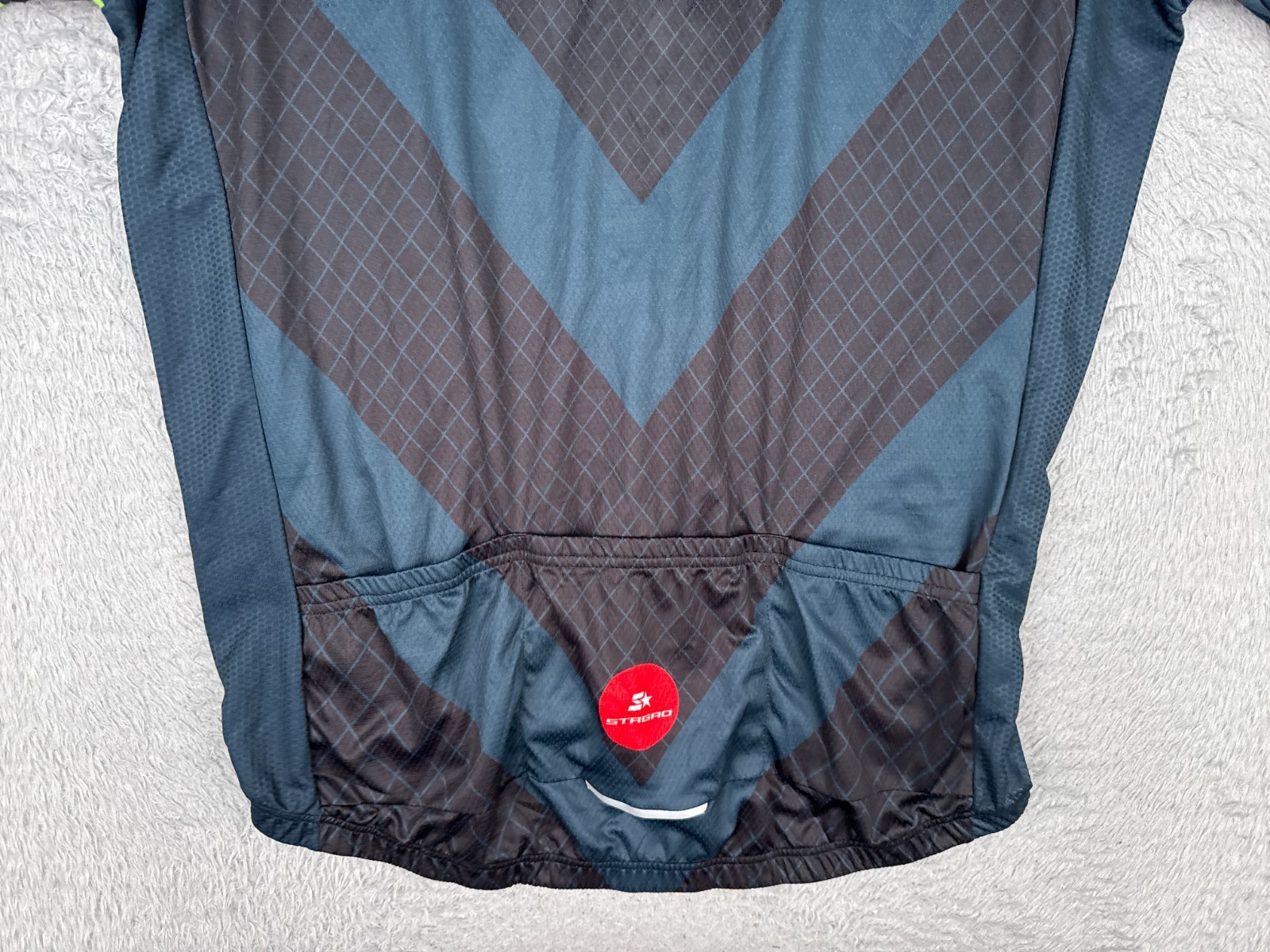 STRGAO Cycling Jersey Adult 3XL XXXL Blue Black Full Zip Short Sleeve Polyester