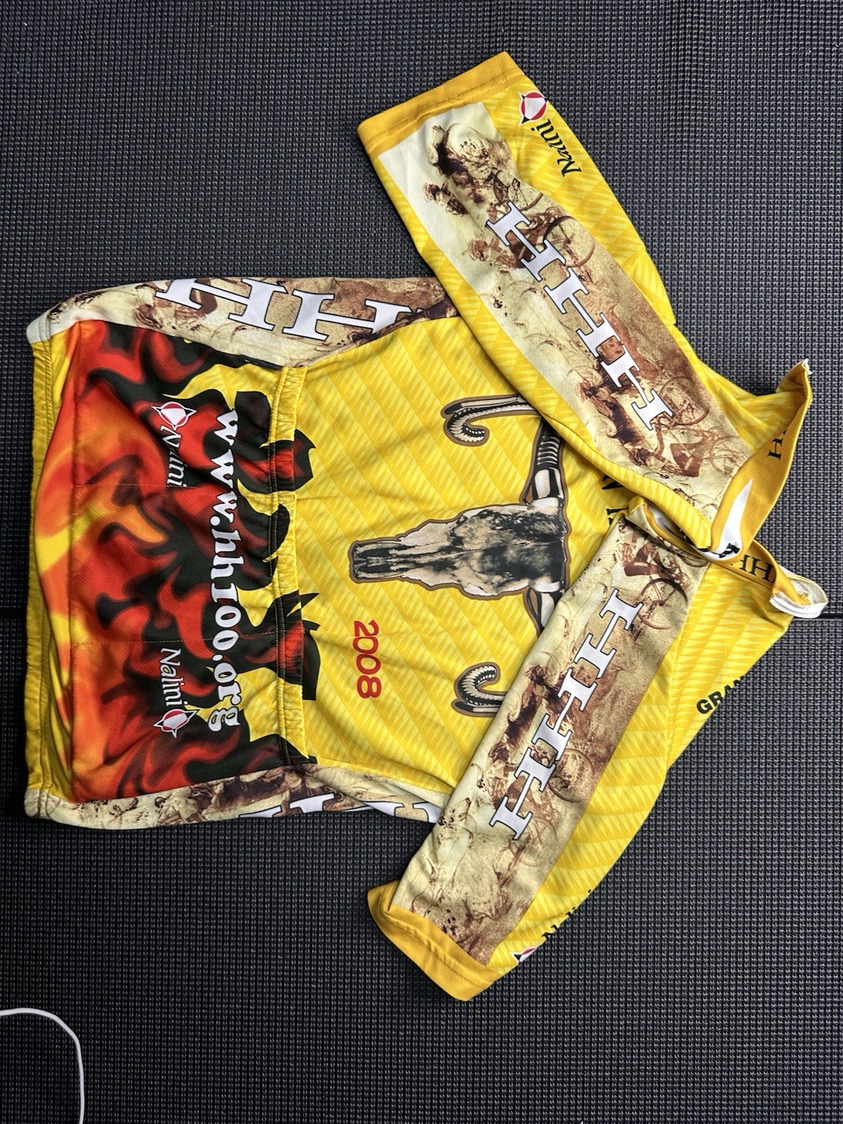 Vintage Hotter N Hell 100 2008 Cycling Jersey XXL Nalini Flame Skull Race