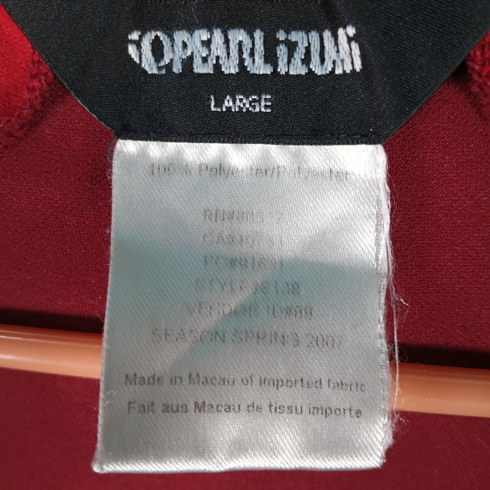 Pearl Izumi Cycling Jersey Men Large Red Full Zip Short Sleeve Rear Pockets