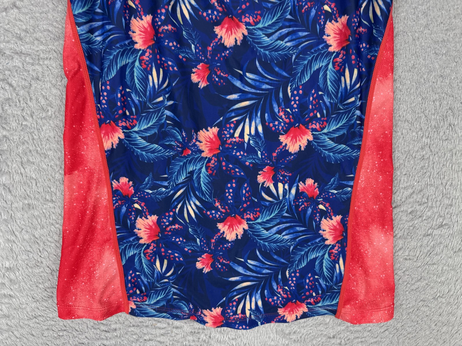 Tri Sirena Tank Top Womens Large Blue Floral Racerback Cycling Jersey Pockets