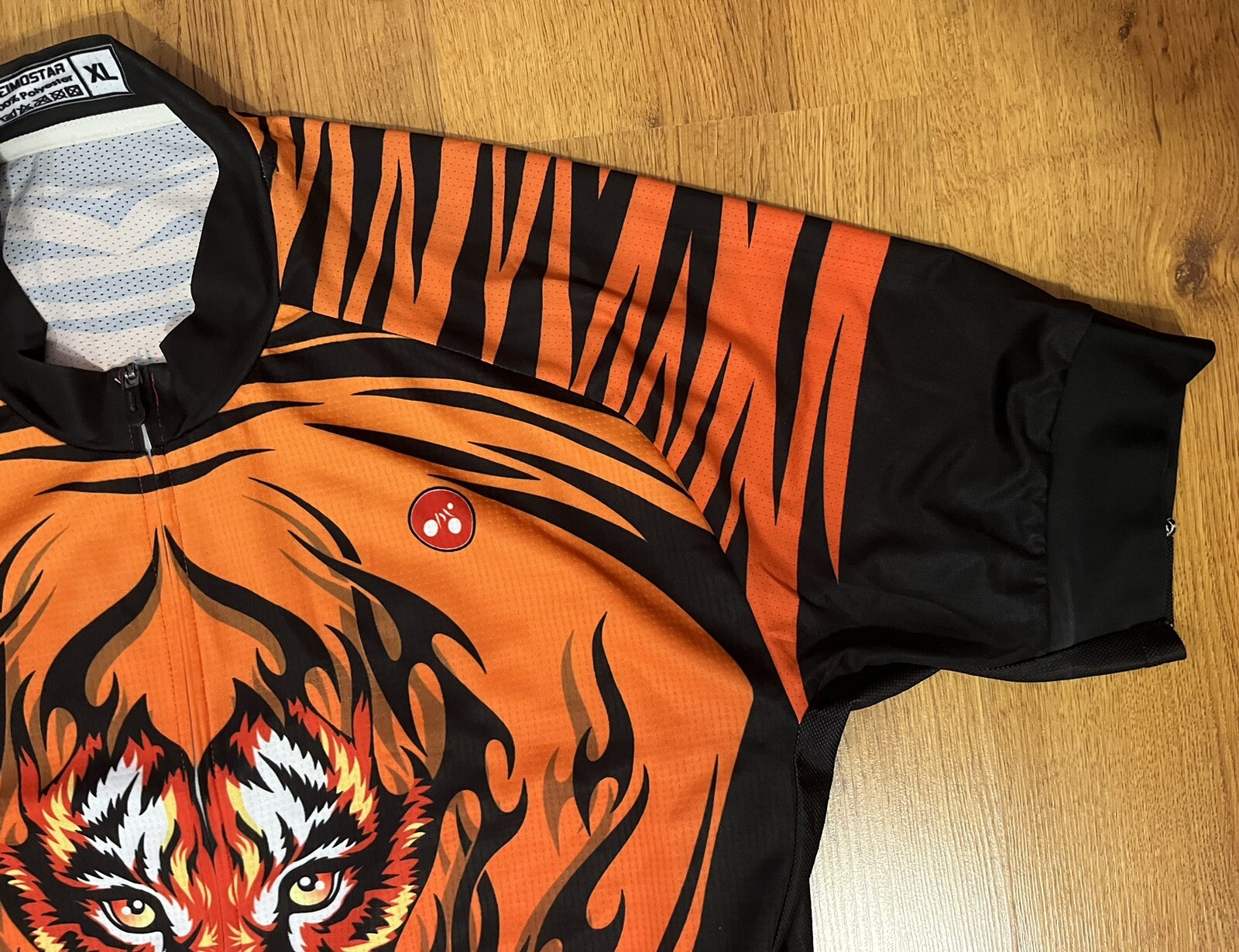 Weimostar Cycling Jersey Fire Tiger Full Zip Bike Shirt Orange Red XL