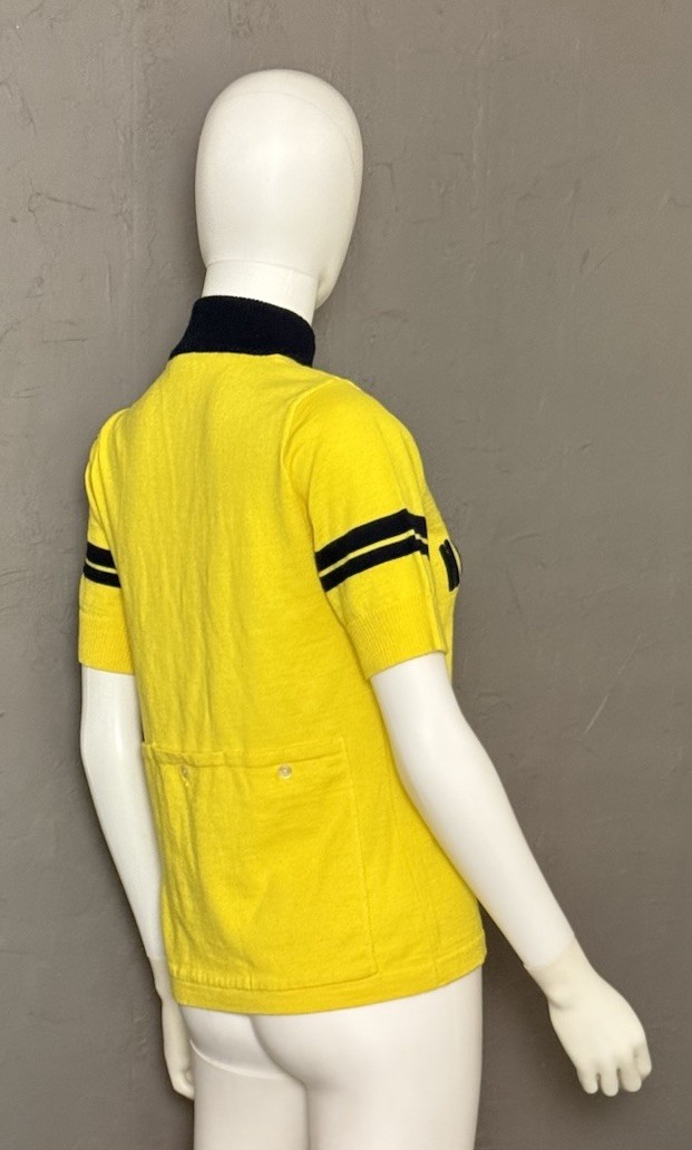 Hincapie Wool Cycling Jersey 1/4 Metal Zip Yellow + Black Made in Italy Medium
