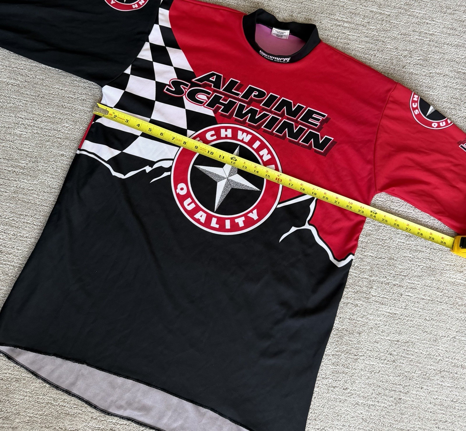 Schwinn Alpine Cycling Jersey XL Red Black White Long Sleeve 100% Polyester