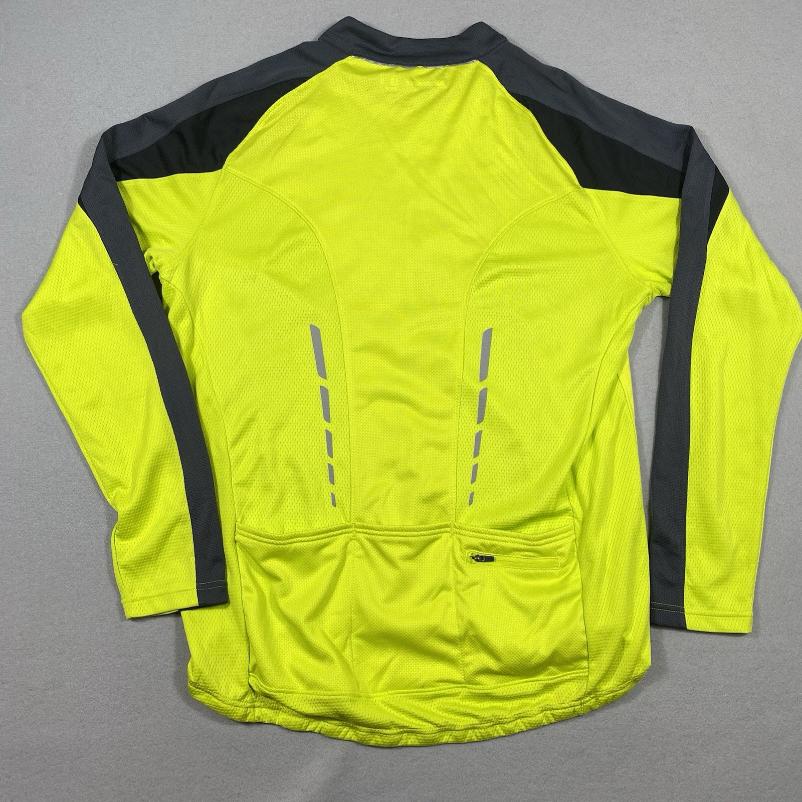 Nishiki High-Vis Neon Yellow Quarter-Zip Cycling Jersey Large Back Waist Pockets