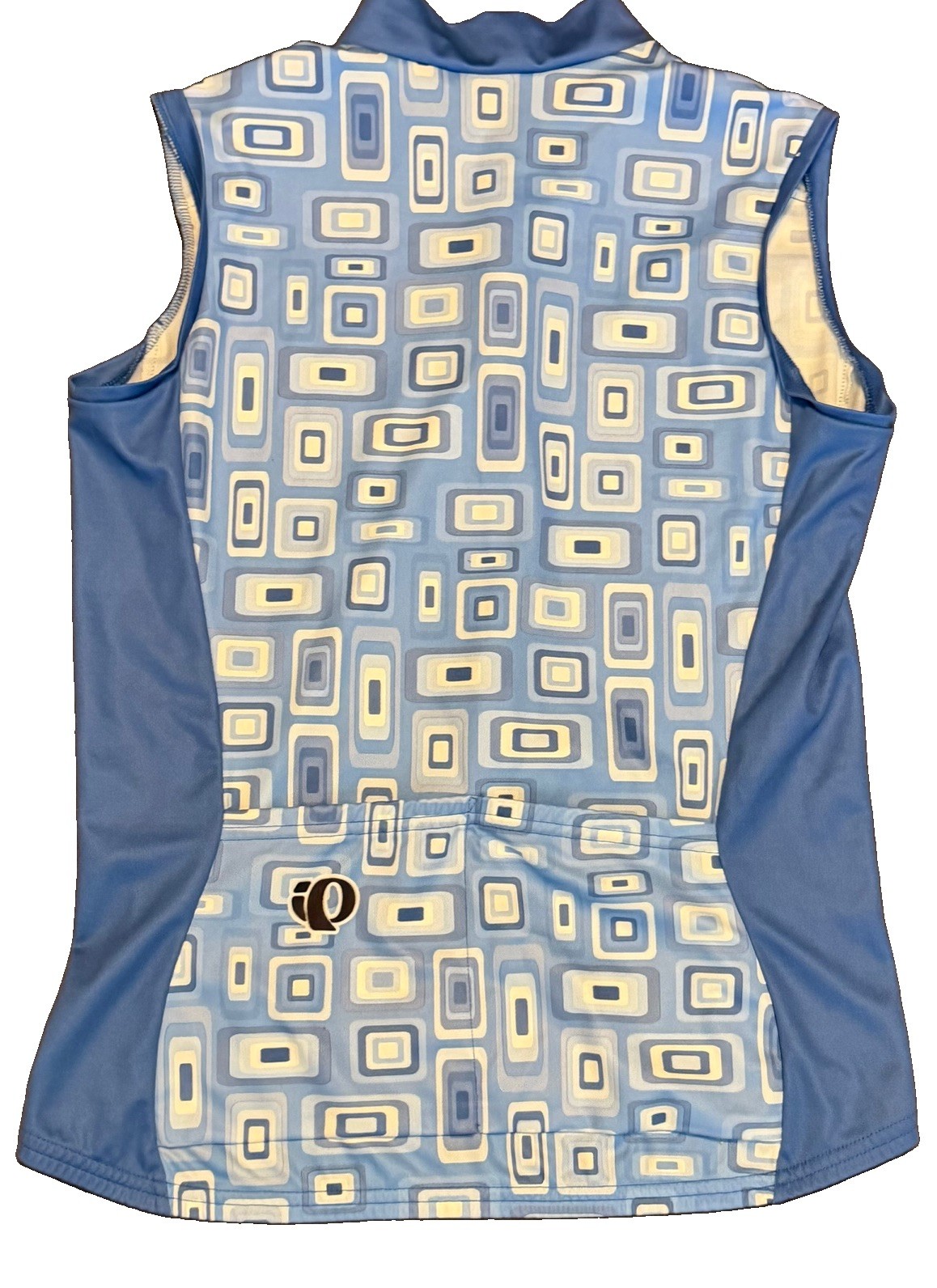 Vintage PEARL iZUMI Sleeveless 3/4 Zip Cycling Jersey Womens Large Blue Geo EUC!