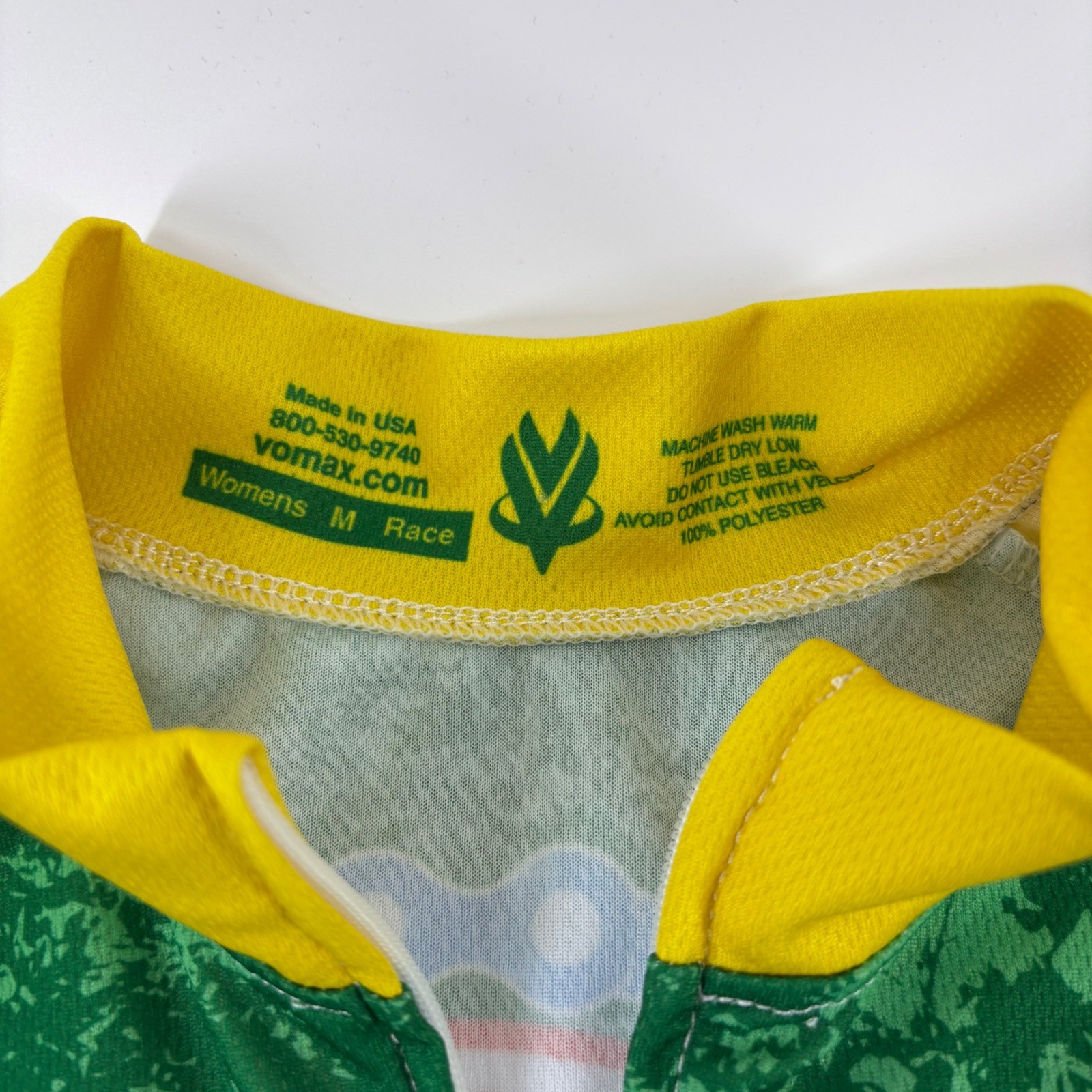 Vomax Cycling Jersey Womens M Green Yellow Georgia 400 Ride Graphic Full Zip USA