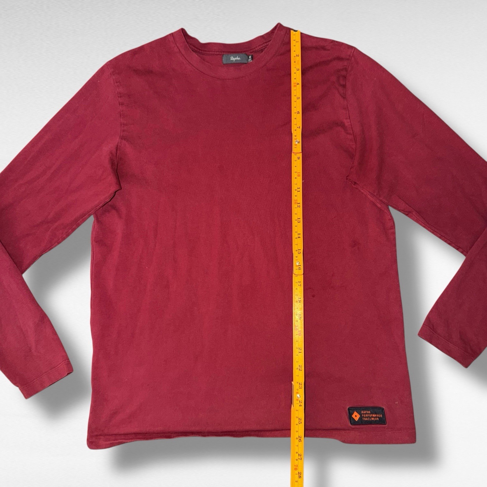 RAPHA MEN’S TRAIL LONG SLEEVE T-SHIRT In Red Sz M 100% Cotton