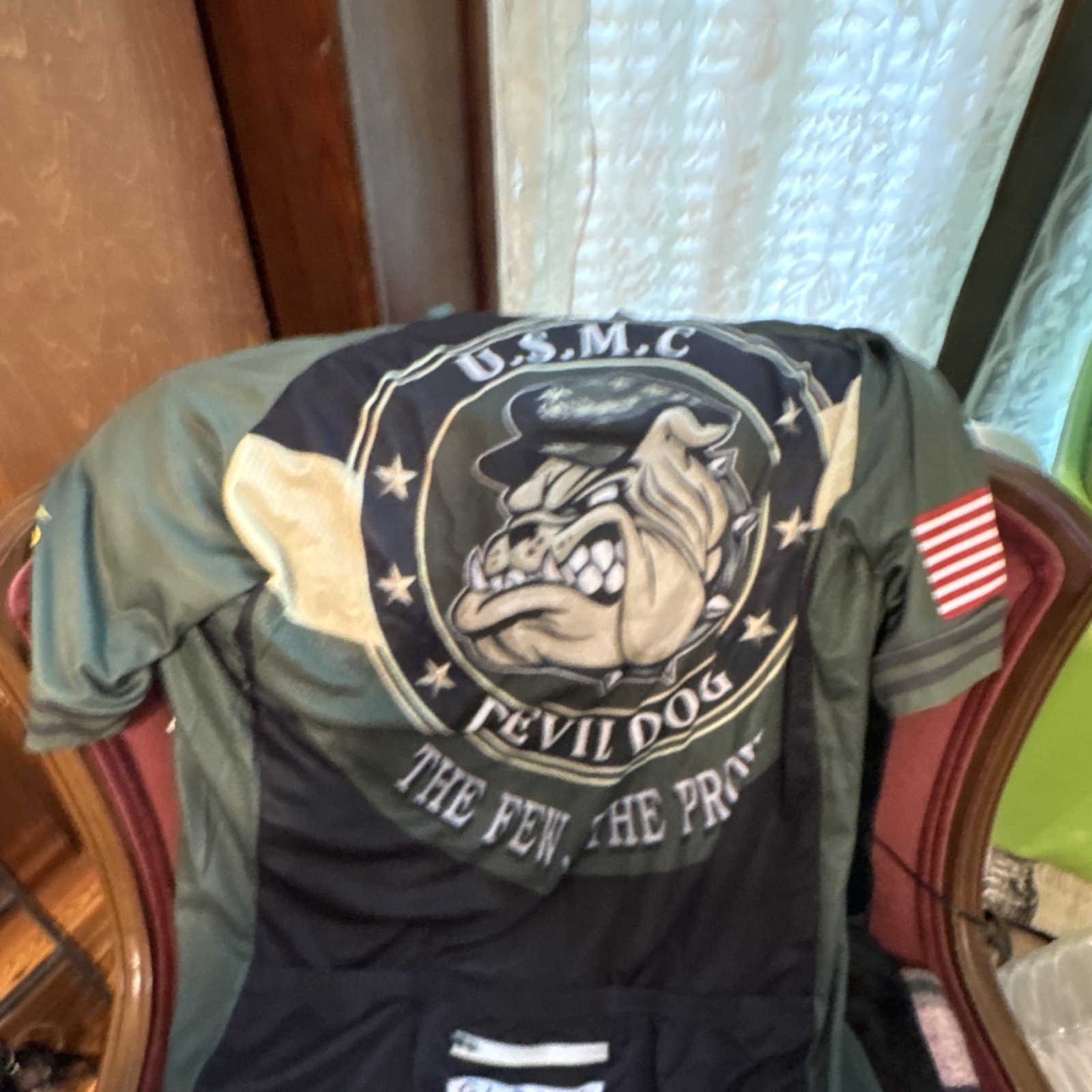 Global Cycling Gear Full Zip USMC Devil Dog Cycling Jersey Men’s Black/Green 5XL