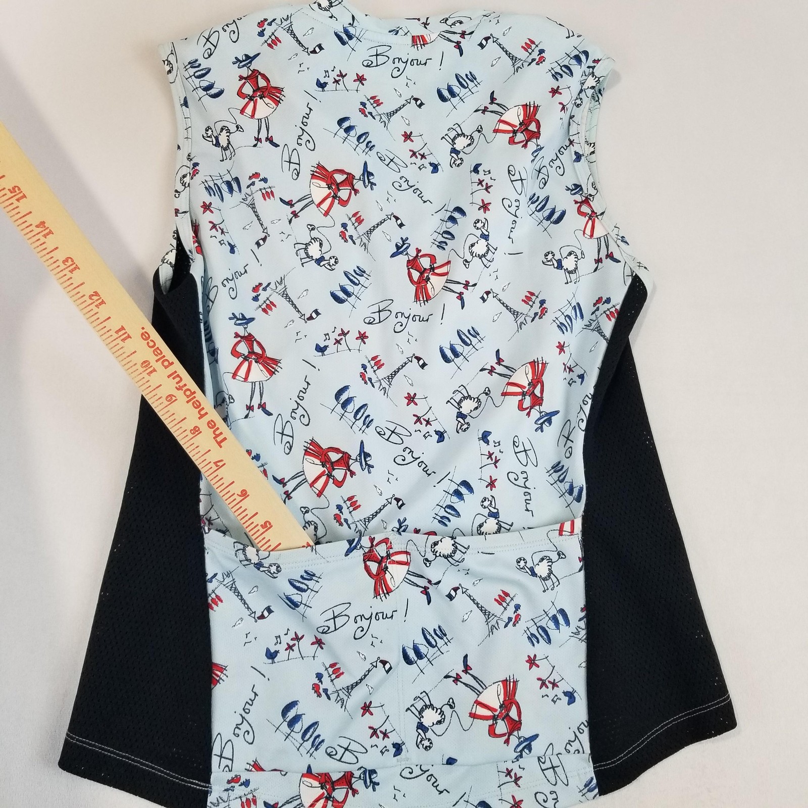Terry Cycling Jersey Tank Womens Medium Blue Sleeveless Shirt USA Pockets Zip