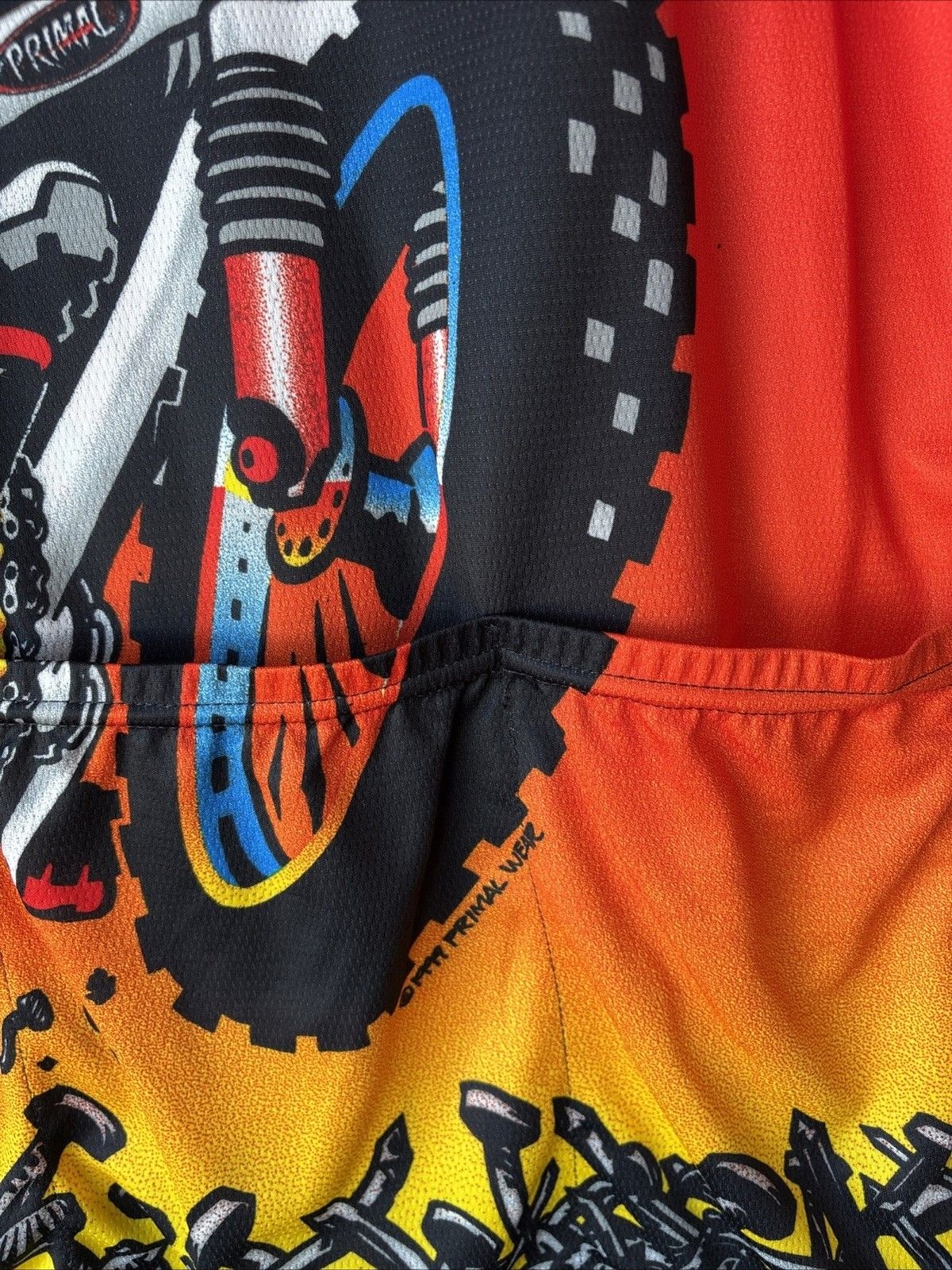 PRIMAL Wear Vintage 90’s HAMMER HEAD GRAPHIC Cycling Jersey 2XL Coolmax Poly