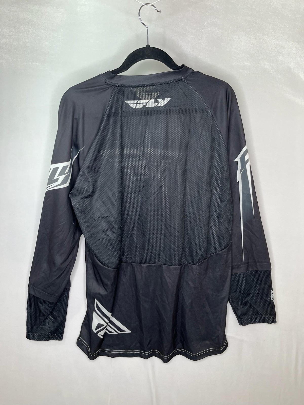 Fly Racing Cycling Jersey Shirt XL Black Long Sleeve Mens Mesh V-Neck Quick Dry