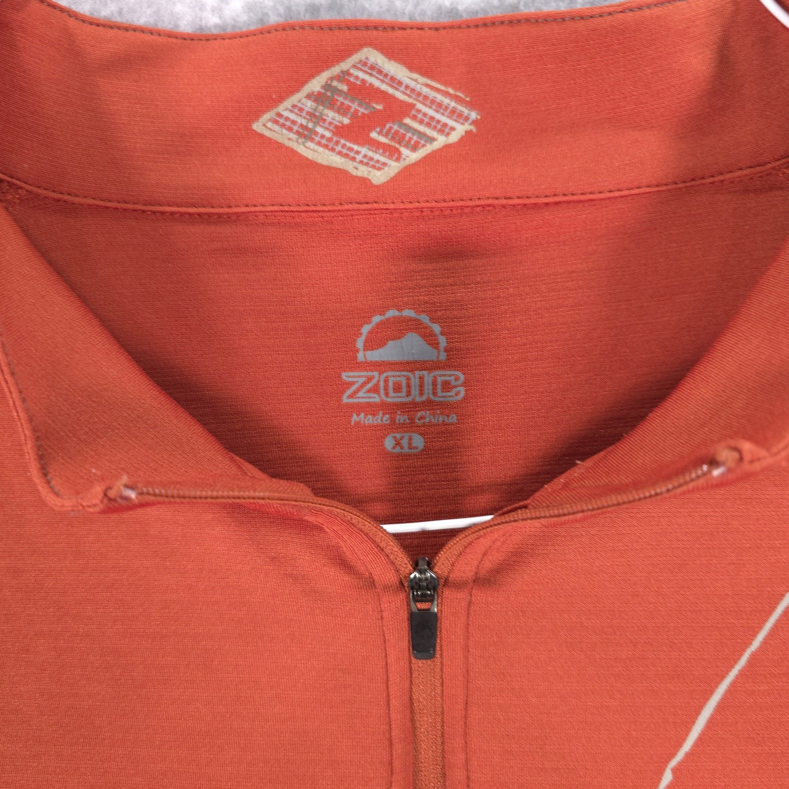Zoic Cycling MTB Geometric 1/4 Zip Orange Bike Back Pocket Jersey Shirt Mens XL