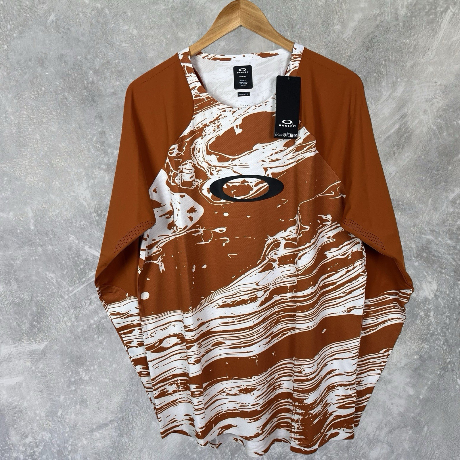Oakley Seeker Airline Jersey Mens XL Orange White Long Sleeve MTB Cycling