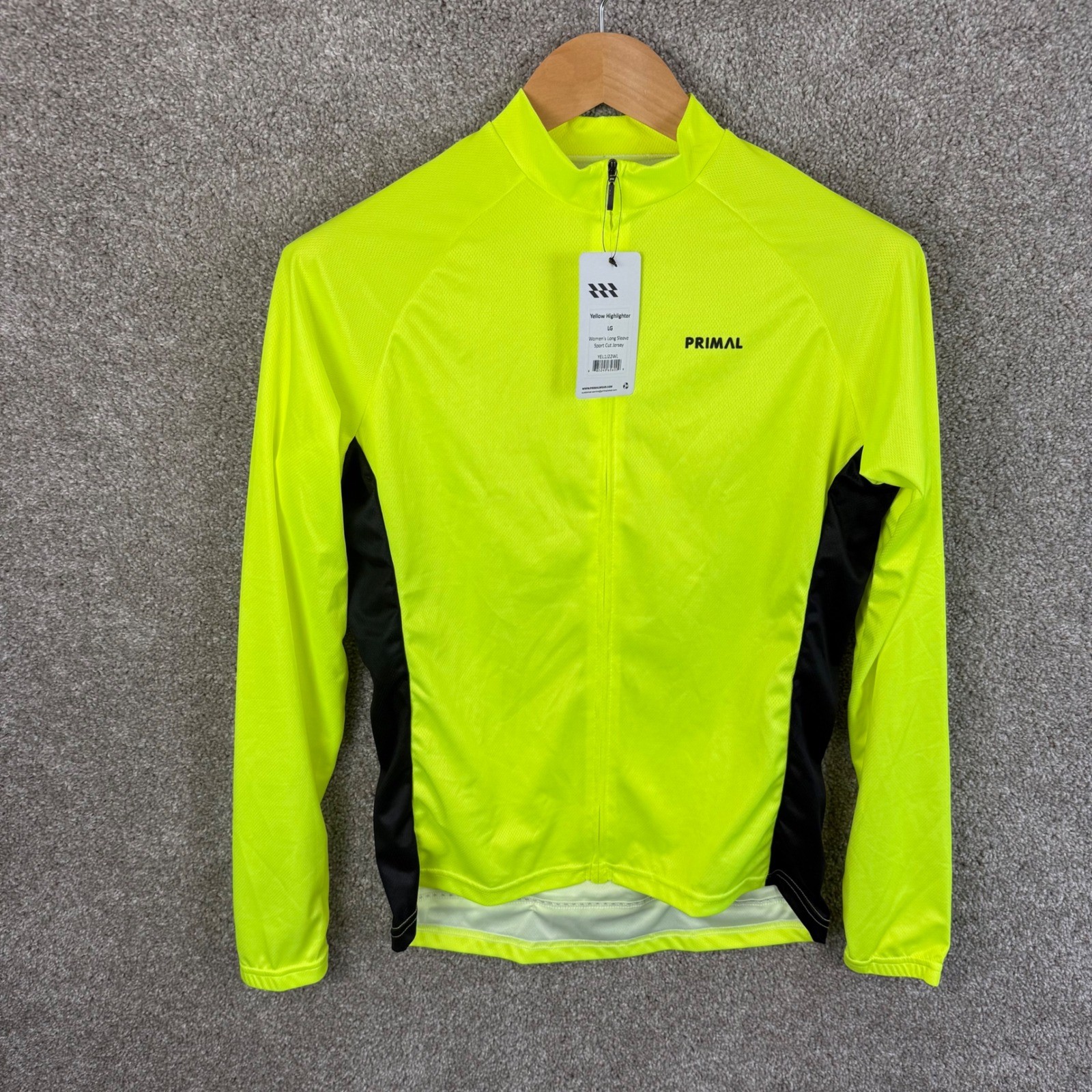 Primal Wear Women Large Highlighter Long Sleeve Cycling Jersey Sport Cut NEW