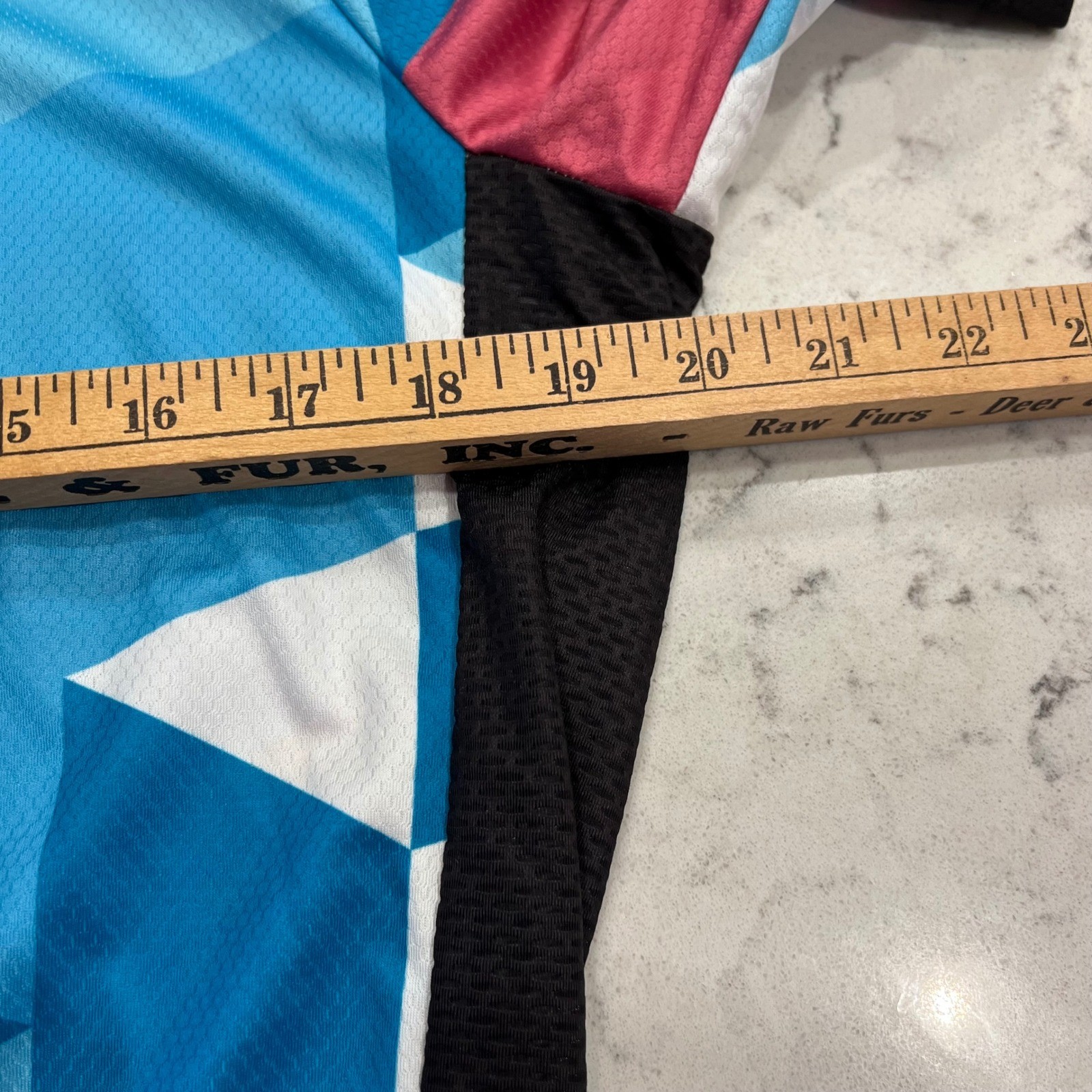 Nine Bull Mens Cycling Jersey Blue Pink Geometric Full Zip Short Sleeve Mesh L