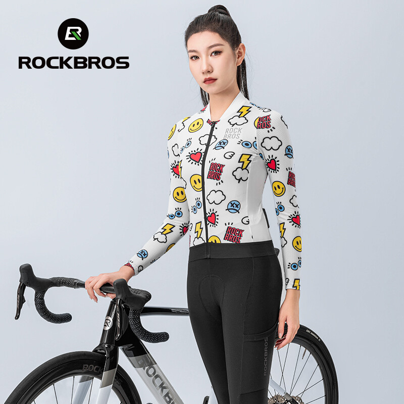 ROCKBROS Women Spring Autumn Cycling Jersey Long Sleeve MTB Road Bike Tops