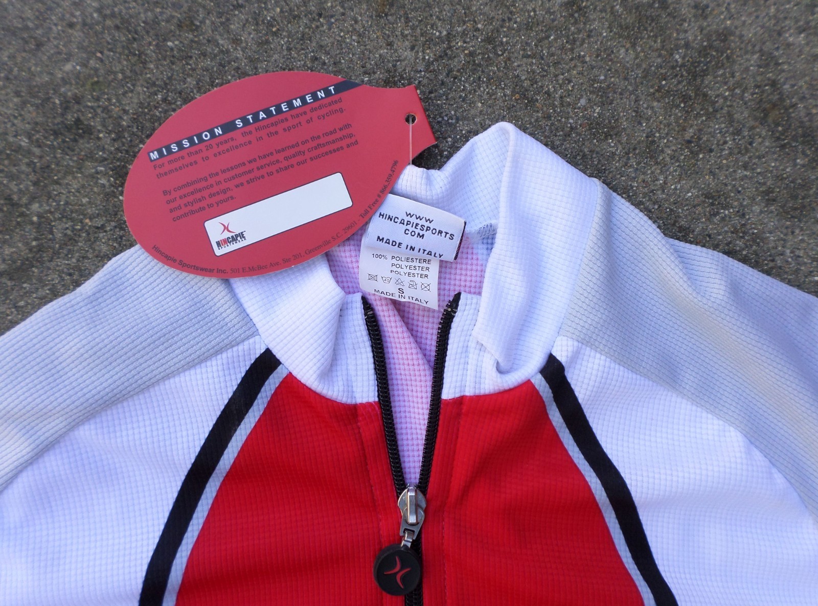 Hincapie Men’s Short Sleeve Cycling Jersey – Full Zip – Size S – New
