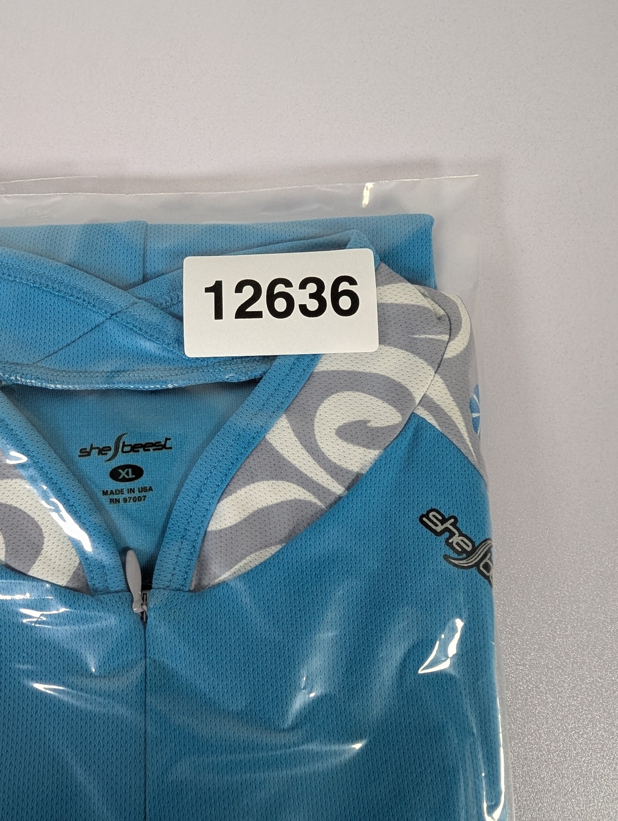 Shebeest Cycling Jersey XL Womens Blue Gray Floral Performance Shirt Made in USA