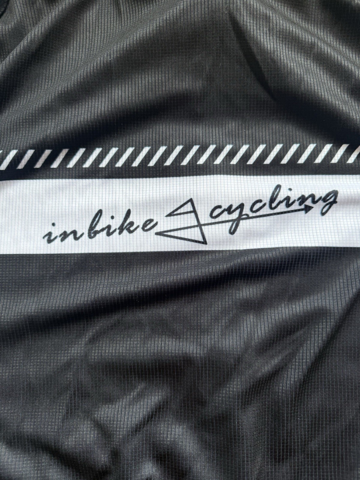INBIKE IM319 Cycling Jersey Full Zip Pockets 100% Polyester Black/White L/XL