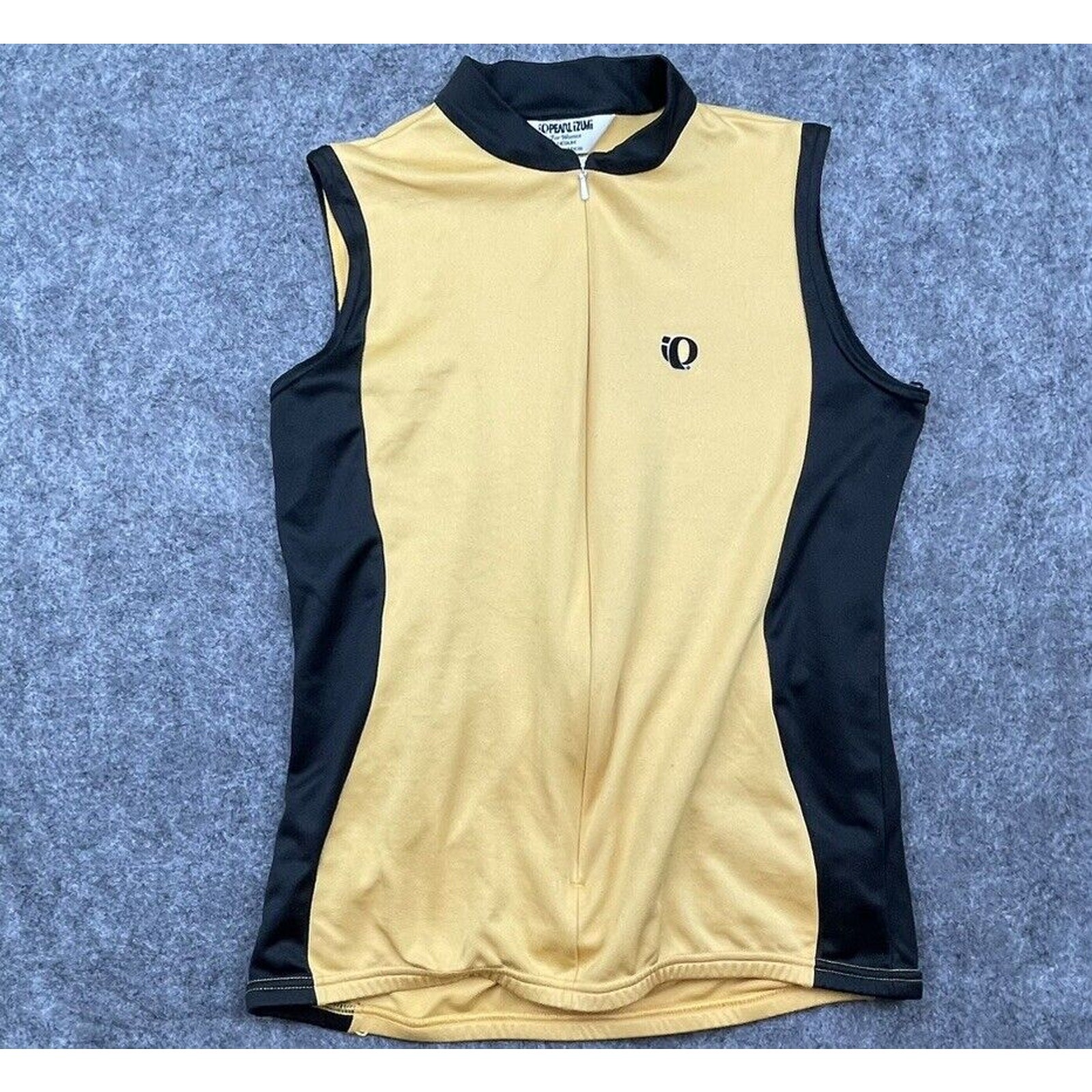 Pearl iZumi Top Womens Medium Cycling Vest Gold Black Back Pockets Long Zip