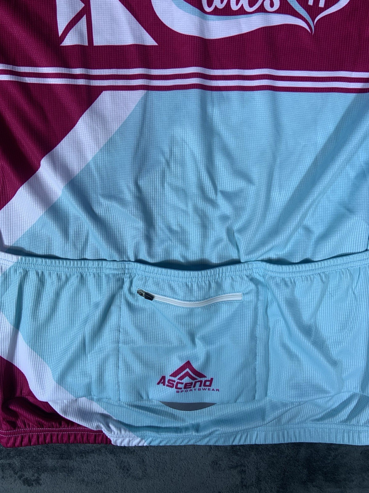 Elevate Club Sport Cycling Maroon Blue Zip Shirt Mens Size Small S Racing Jersey