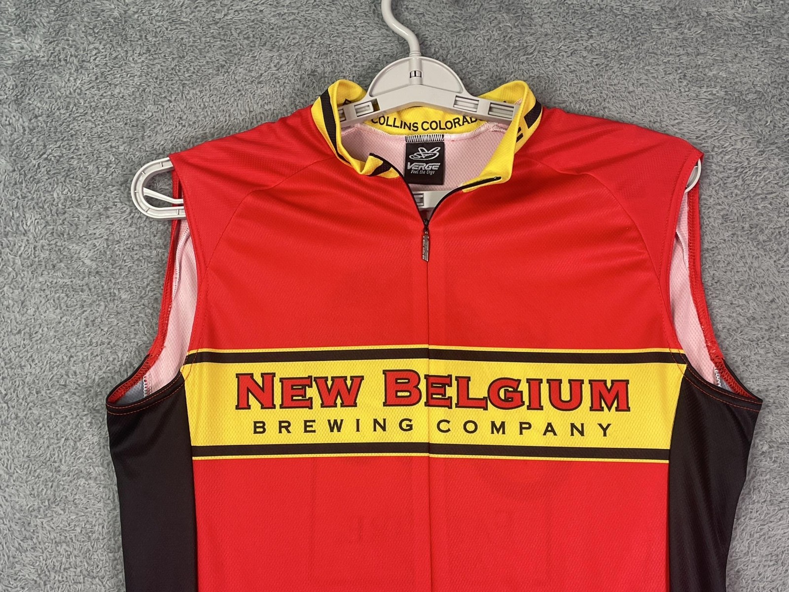 New Belgium Verge Sleeveless Cycling Jersey Mens XL Red Fat Tire Amber Ale