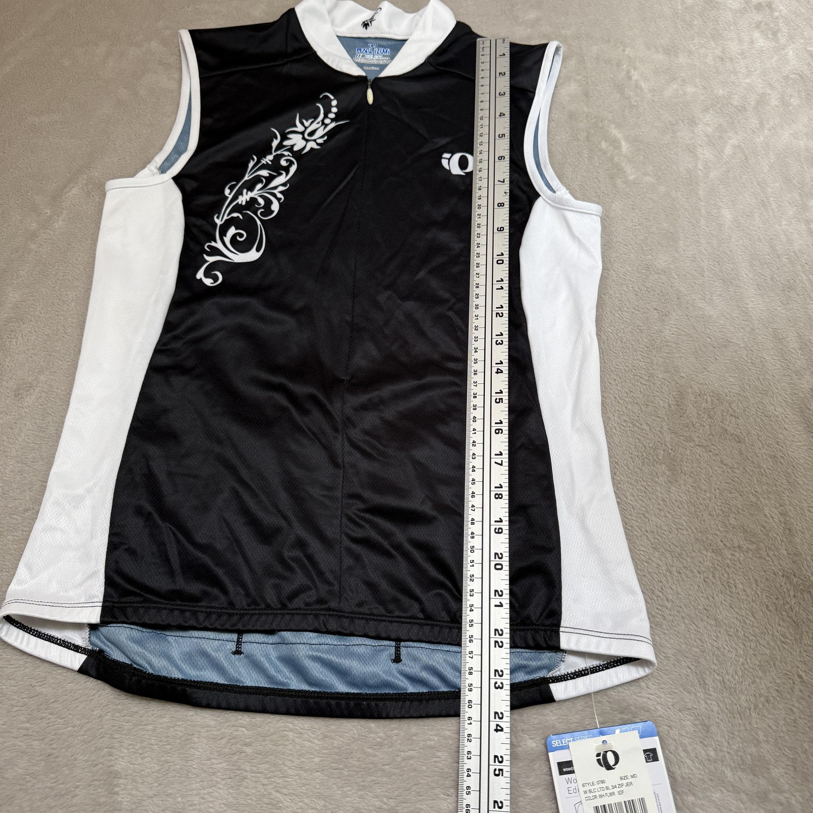 Pearl Izumi Cycling Jersey Womens M Black Floral Tank Zip Pockets Bike NEW