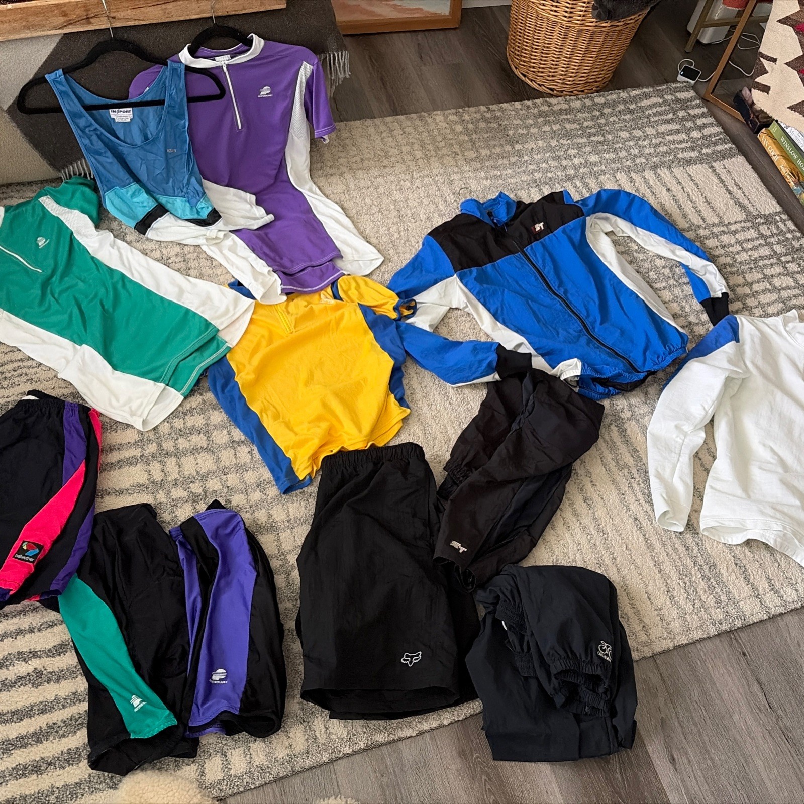 Vintage Cycling Jersey 13 piece LOT of Biking Cyclist Tops & Bottoms