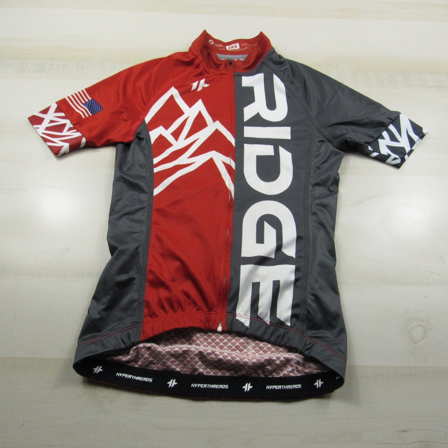 Hyperthreads Cycling Jersey Womens 2XS XXS Red Gray Shirt Bike Cycle Bicycle