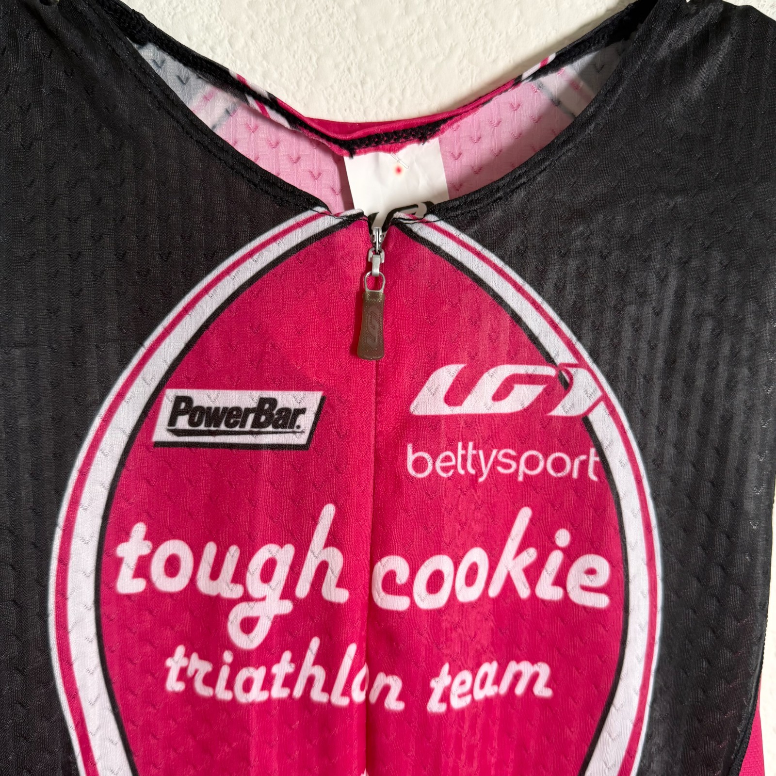 Louis Garneau Shark Pro Cycling Jersey Women XL Pink Tough Cookie Triathlon Team