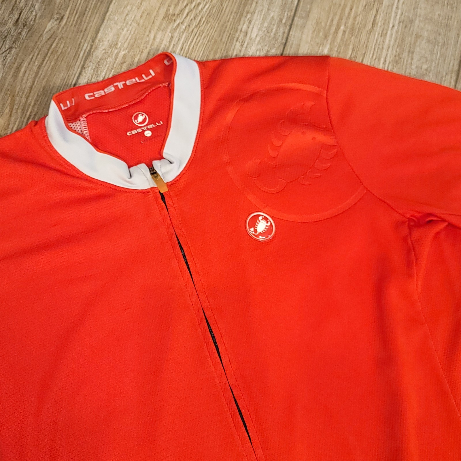 Castelli Jersey Mens XXL Red Cycling Full Zip Mesh Lined Elastic Waist Reflect