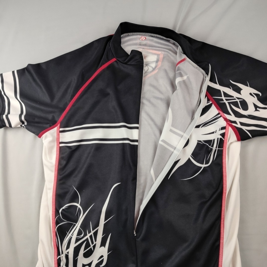 Primal Cycling Jersey Mens L Black Red 1/2 Zip Back Pockets 100% Polyester
