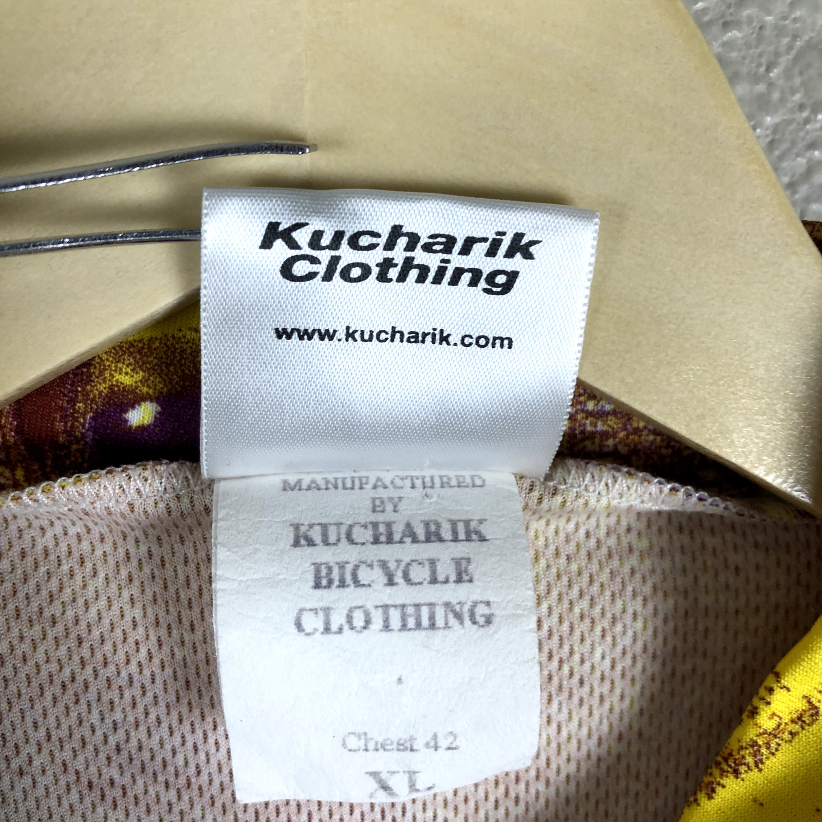 Kucharik Cycling Shirt Jersey Adults X Large Chest 42 Yellow Wine Country CA Men
